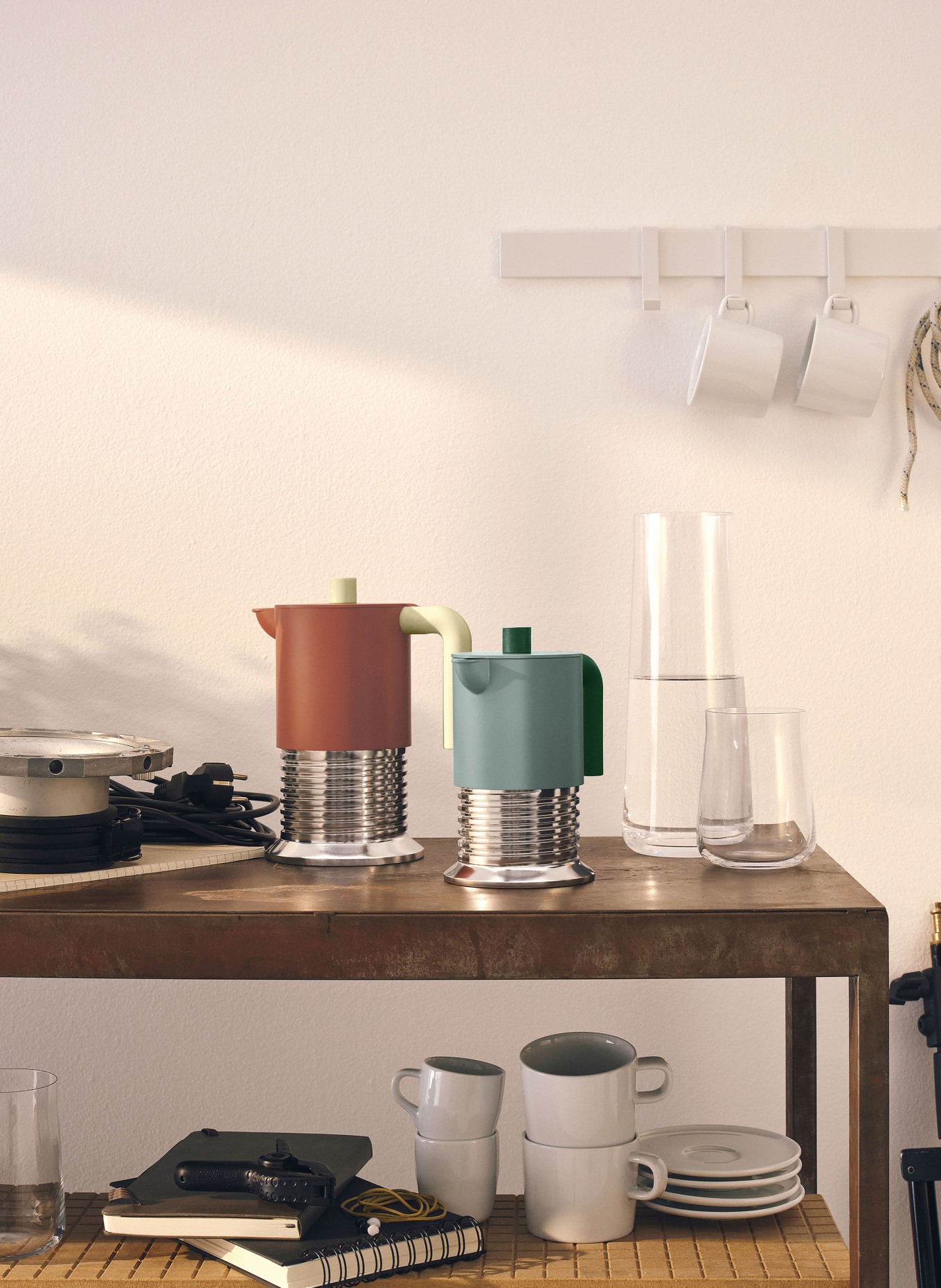 ALESSI VITE Espresso Maker: TEAL / SILVER