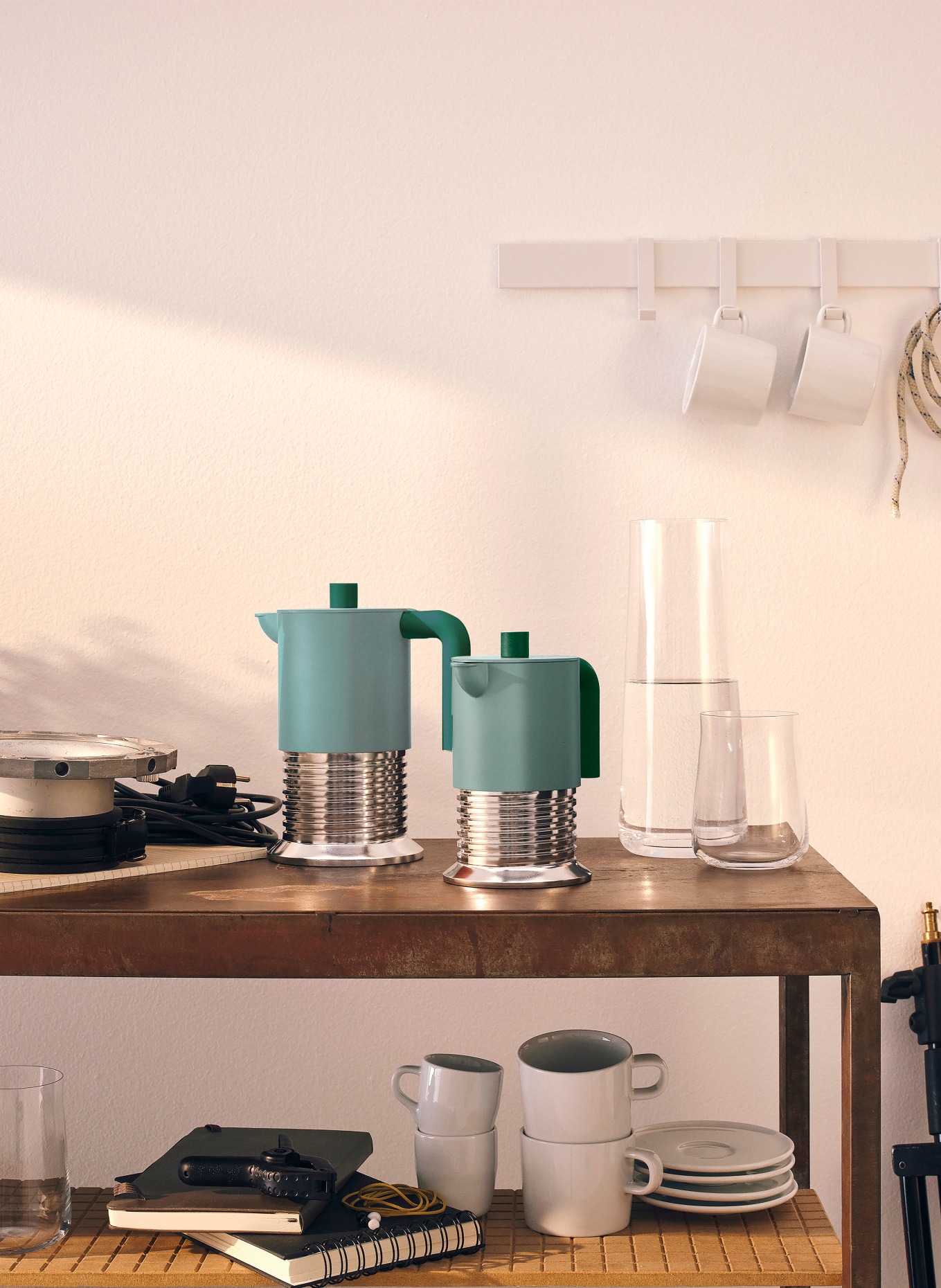 ALESSI VITE Espresso Maker: TEAL / SILVER