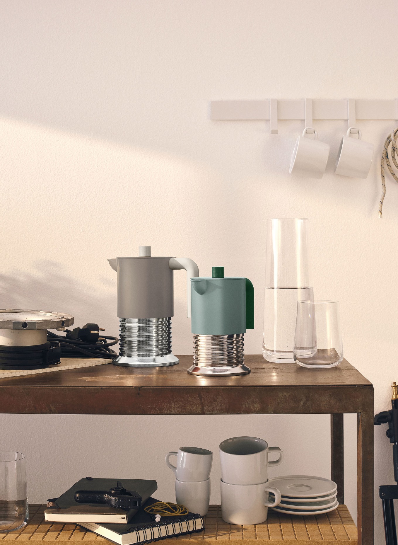 ALESSI VITE Espresso Maker: TAUPE / SILVER