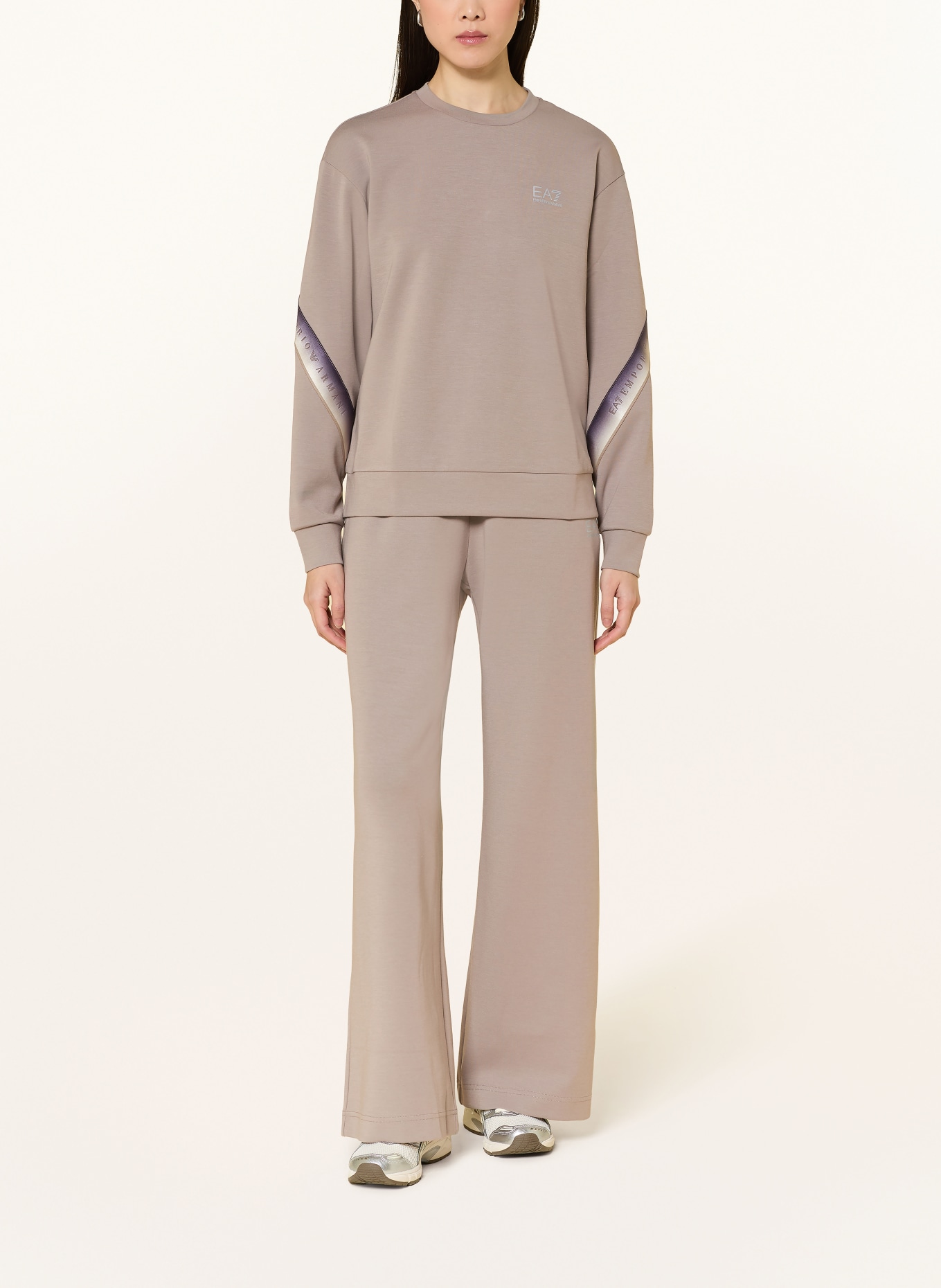 EA7 EMPORIO ARMANI NATURAL VENTUS7 Sweatshirt: TAUPE / CREAM / PURPLE