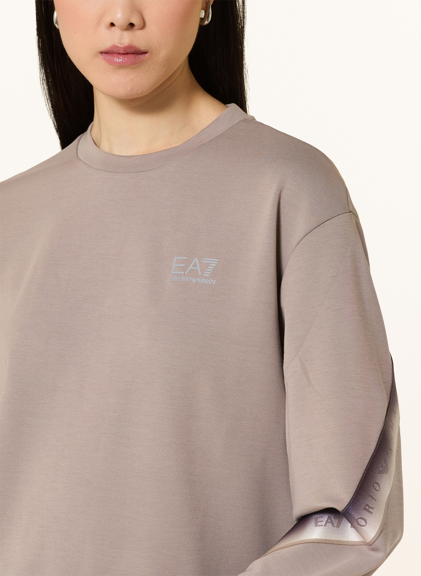 EA7 EMPORIO ARMANI NATURAL VENTUS7 Sweatshirt: TAUPE / CREAM / PURPLE