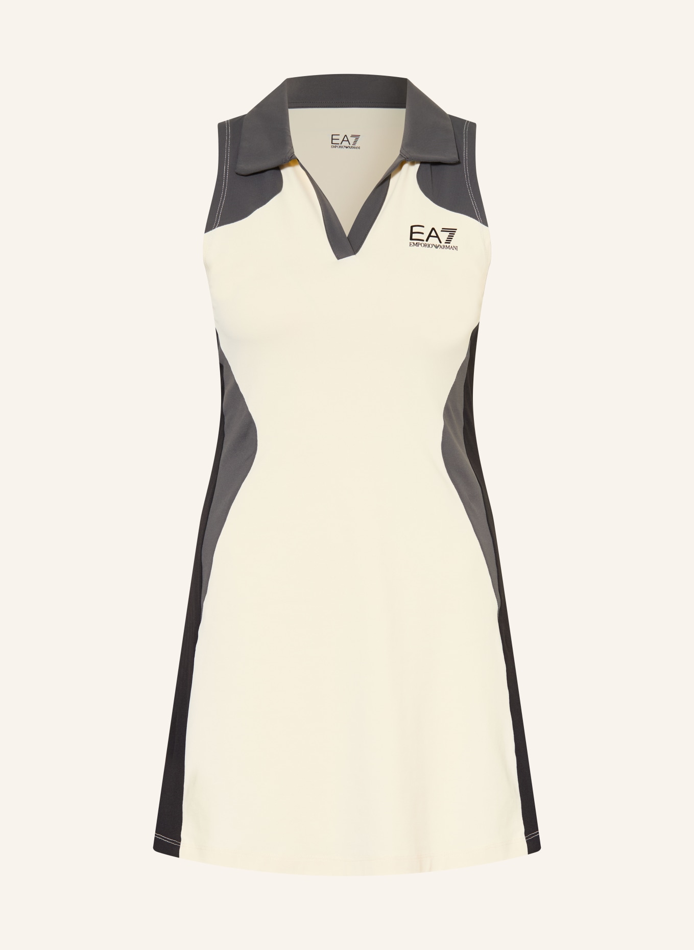 EA7 EMPORIO ARMANI Tenniskleid TENNIS PRO: CREME / DUNKELGRAU / SCHWARZ