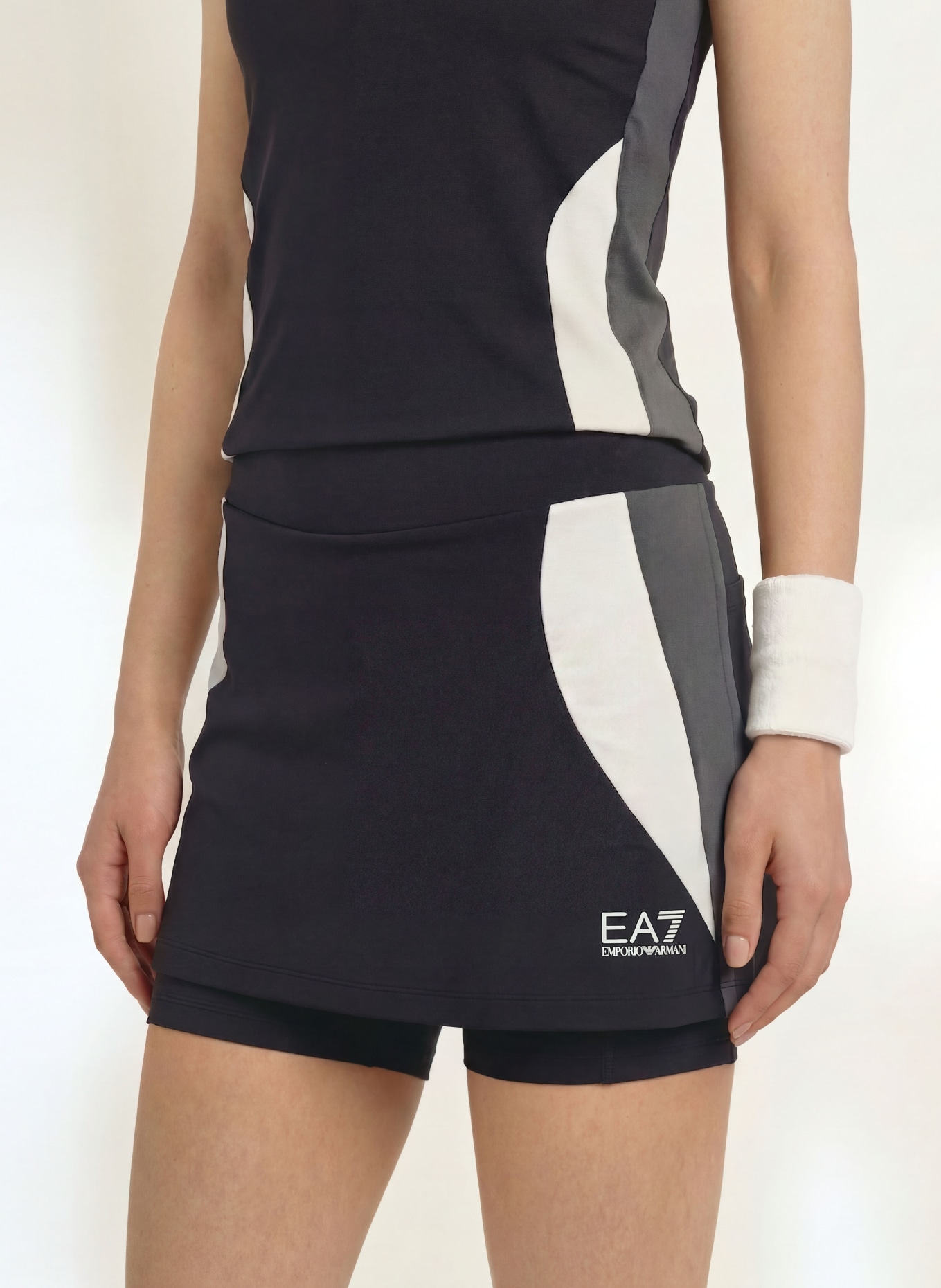 EA7 EMPORIO ARMANI Tennis skirt: BLACK / GRAY / WHITE