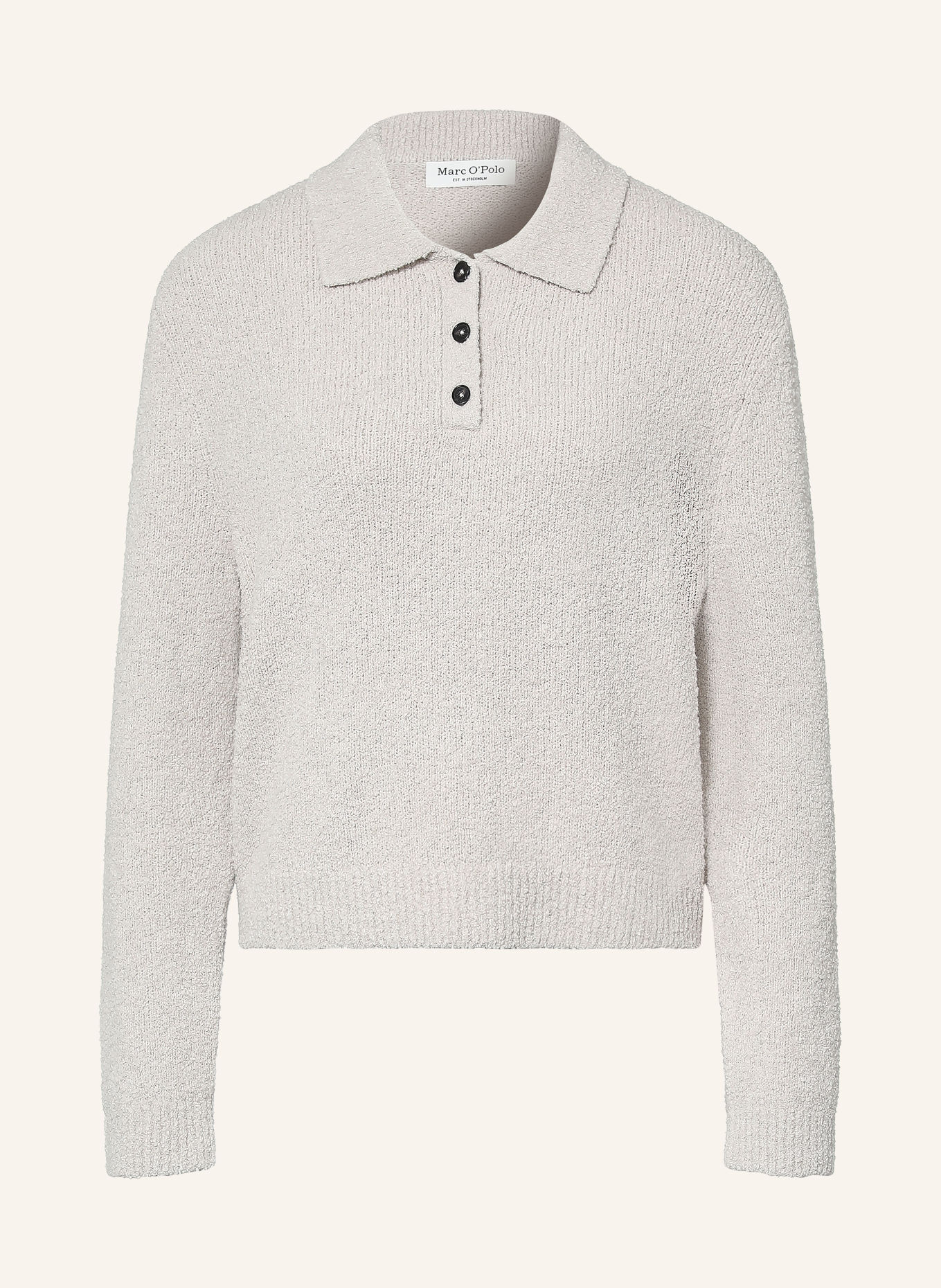Marc O'Polo Gebreid poloshirt: CRÈME