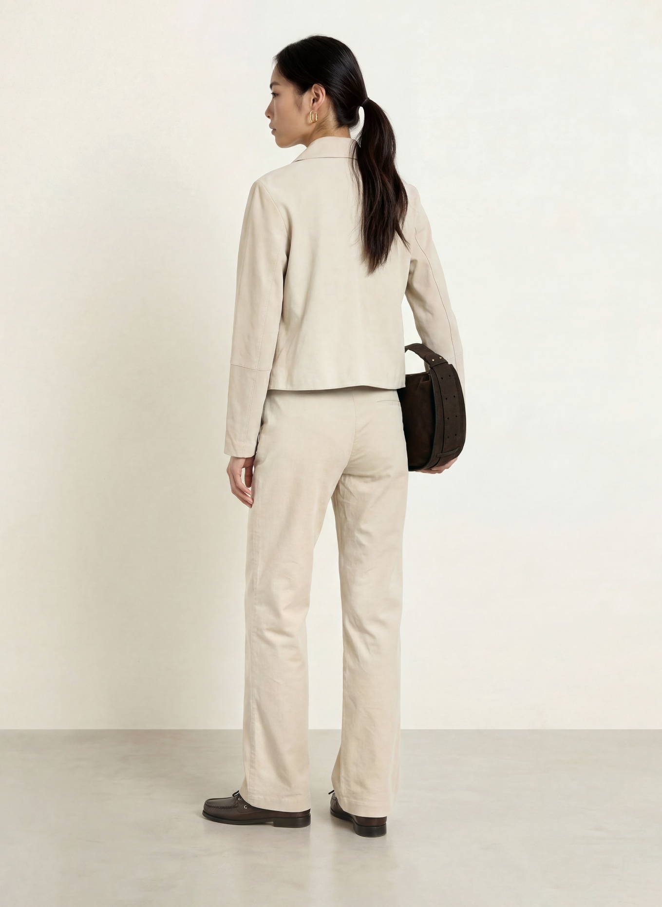 Marc O'Polo MARGO wide-leg trousers made from corduroy: BEIGE