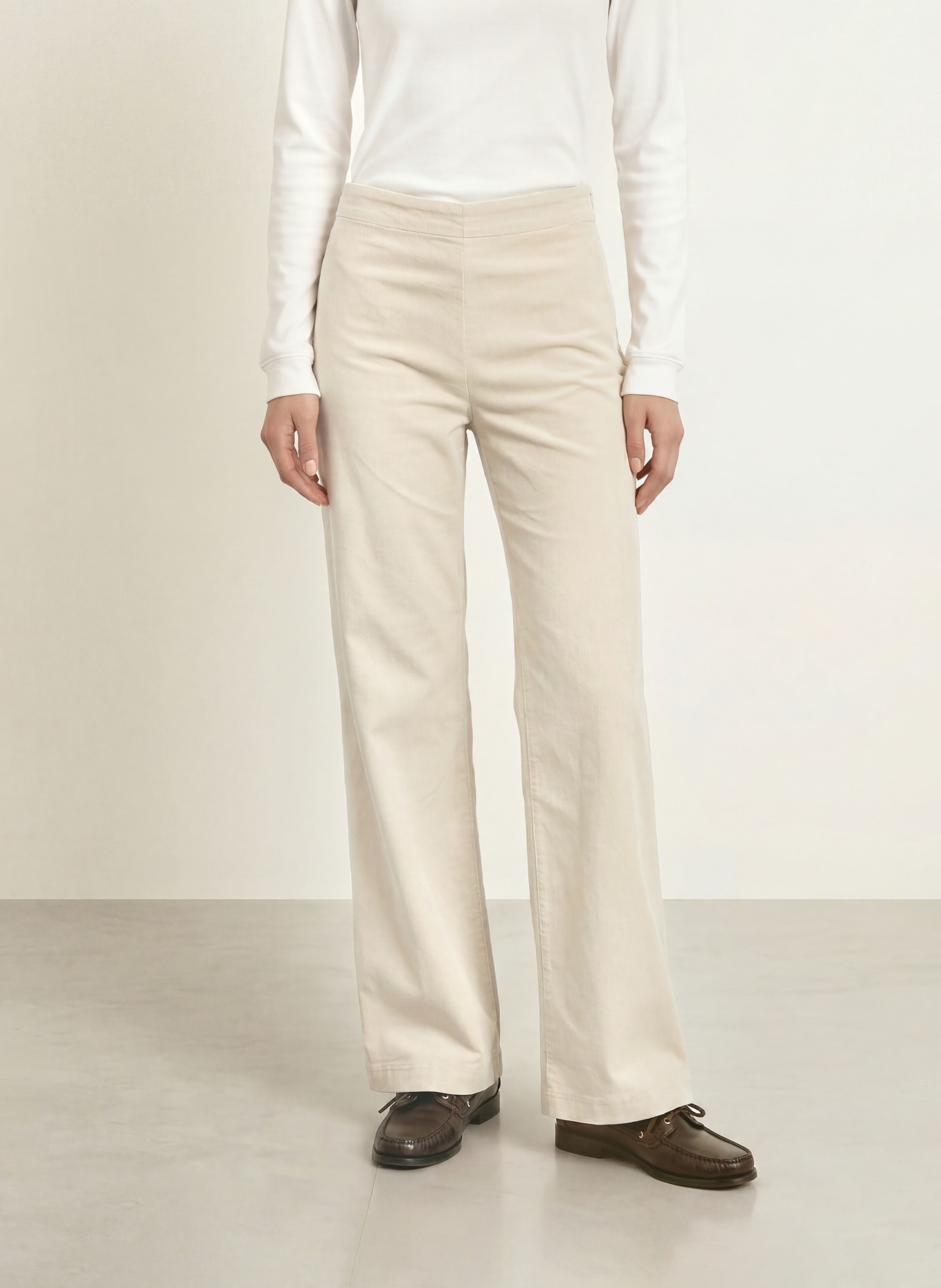 Marc O'Polo MARGO wide-leg trousers made from corduroy: BEIGE