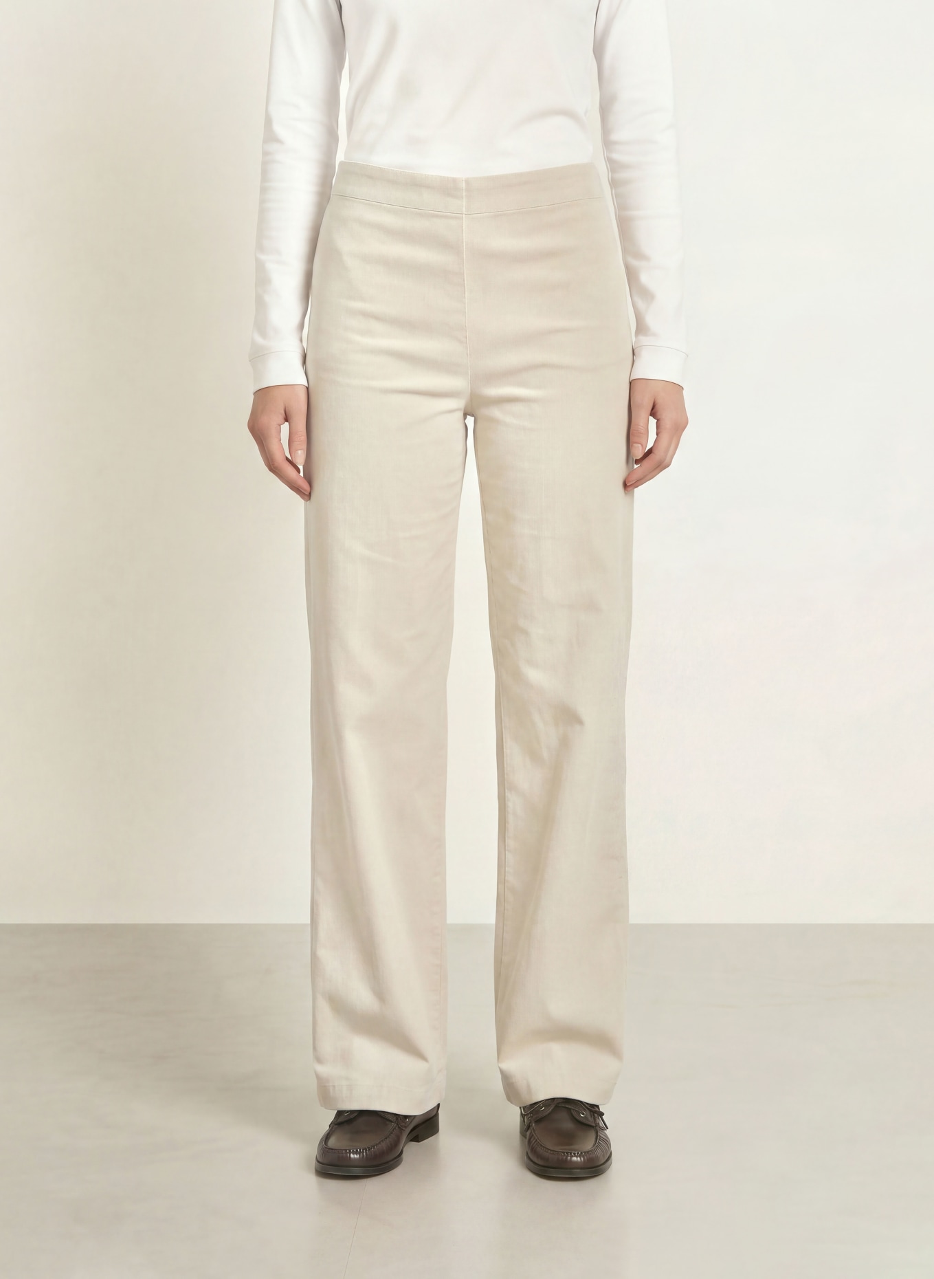 Marc O'Polo MARGO wide-leg trousers made from corduroy: BEIGE