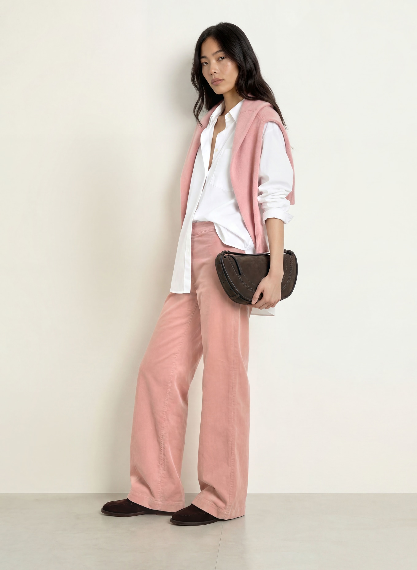 Marc O'Polo MARGO wide-leg trousers made from corduroy: ROSE