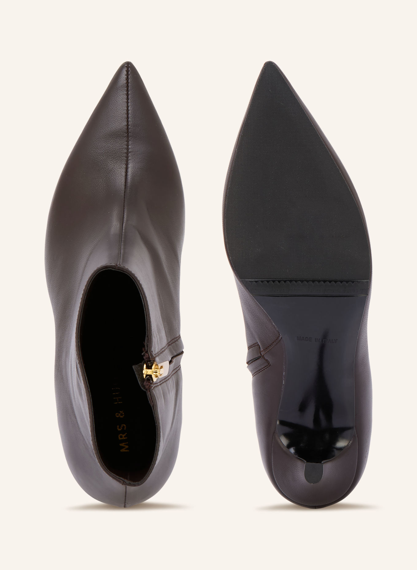 MRS & HUGS Laarsjes: MARRON FONCÉ / GOUD