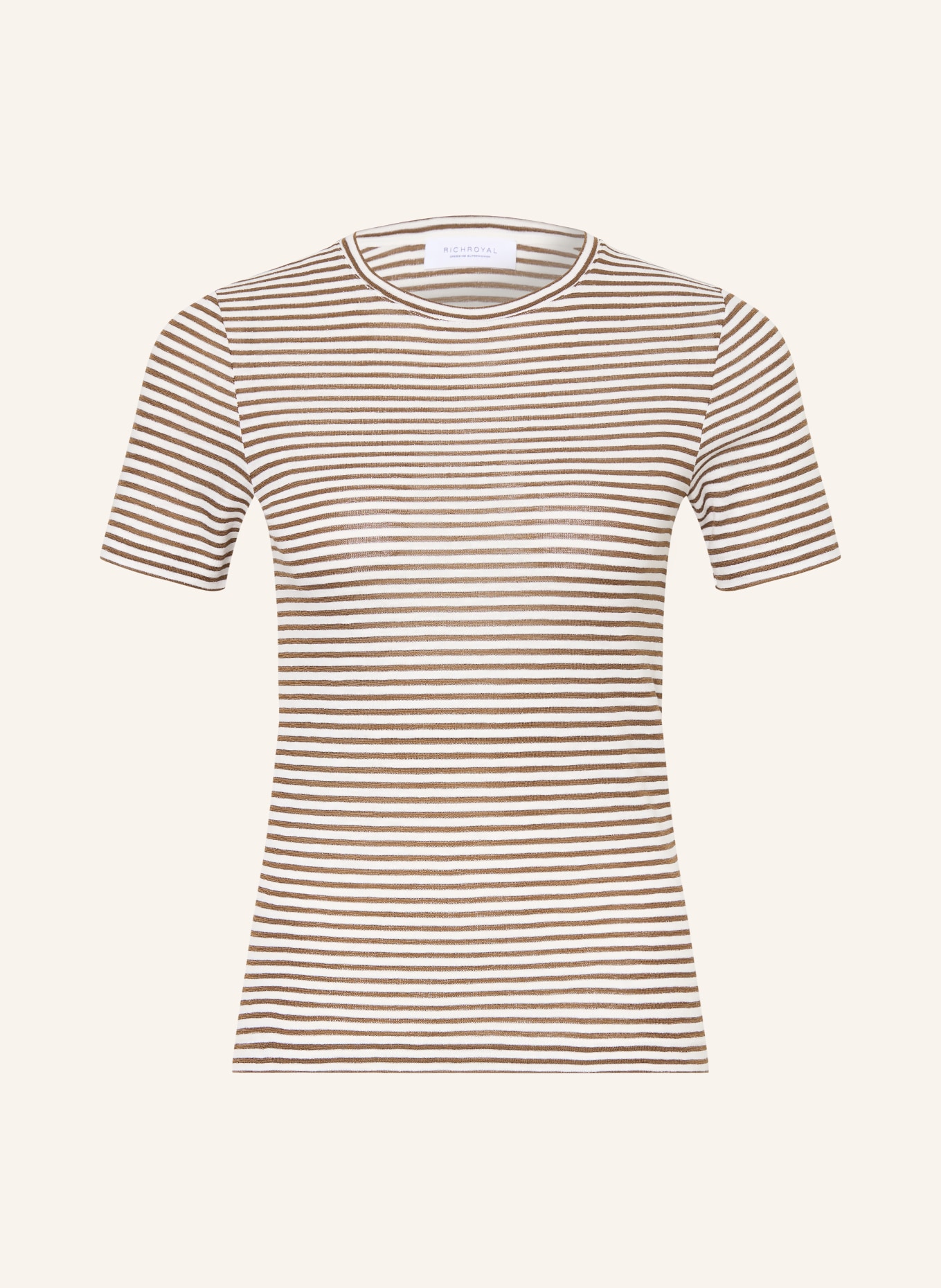 Rich & Royal T-shirt met glittergaren: WIT / BRUIN