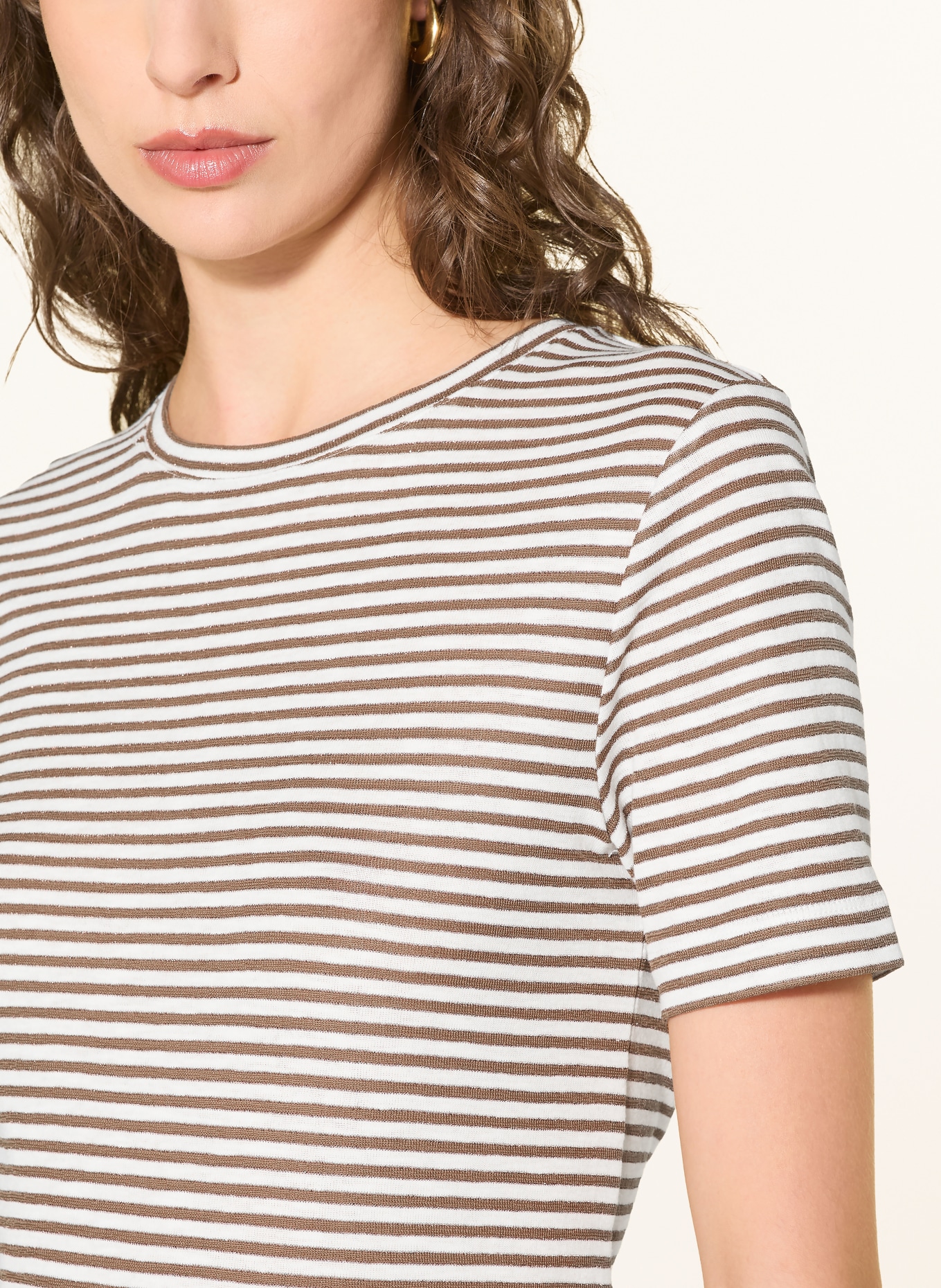 Rich & Royal T-shirt met glittergaren: WIT / BRUIN