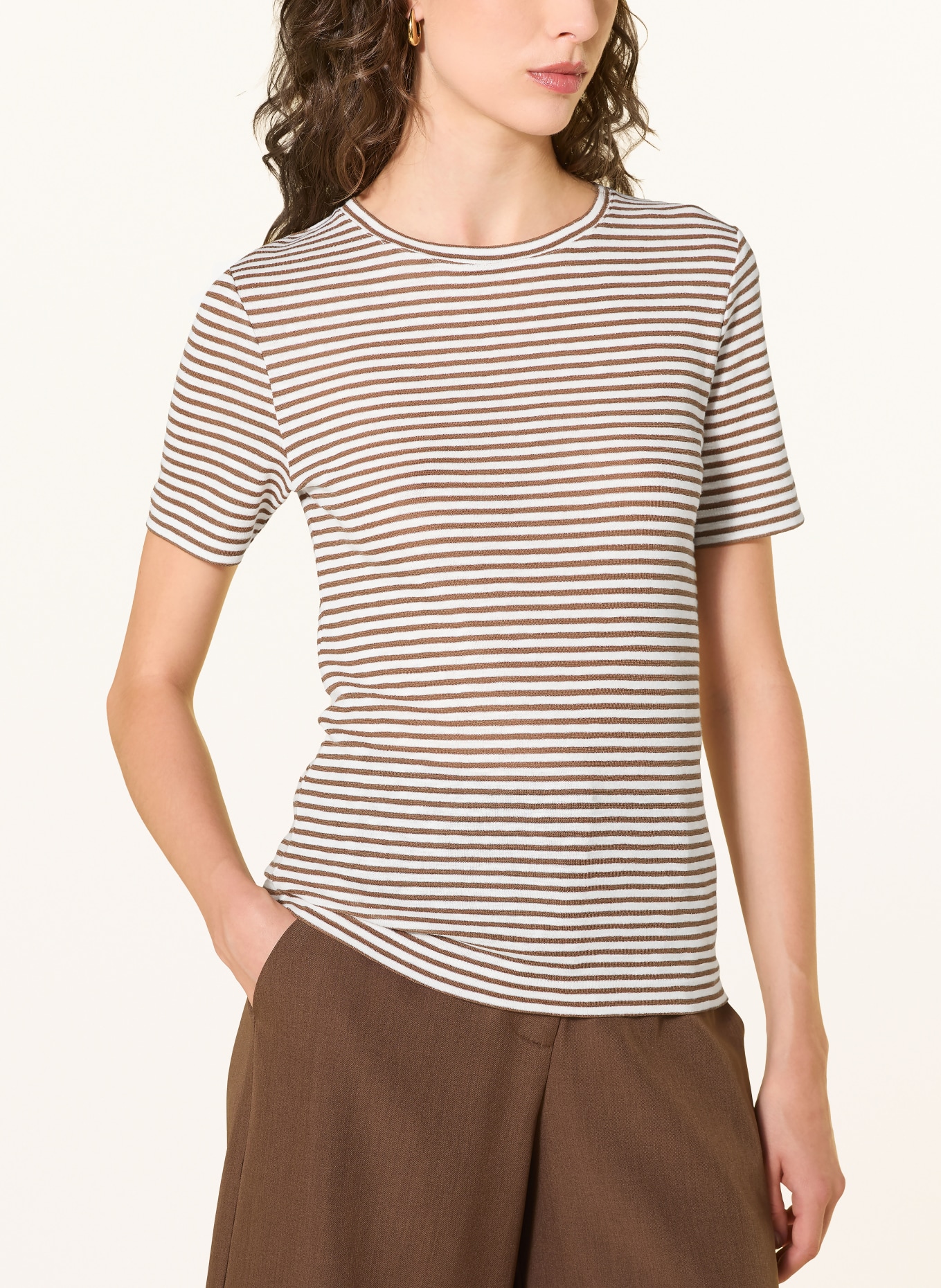 Rich & Royal T-shirt met glittergaren: WIT / BRUIN