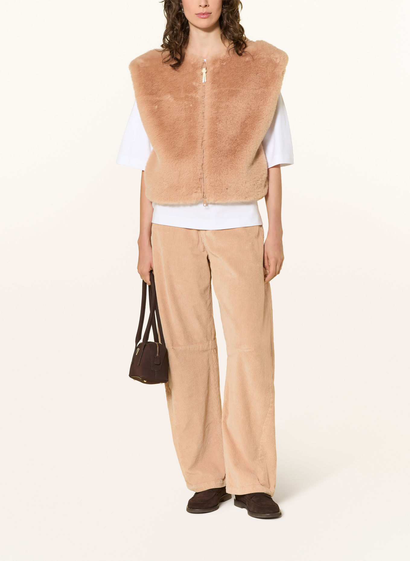 10DAYS Bodywarmer van imitatiebont: CAMEL