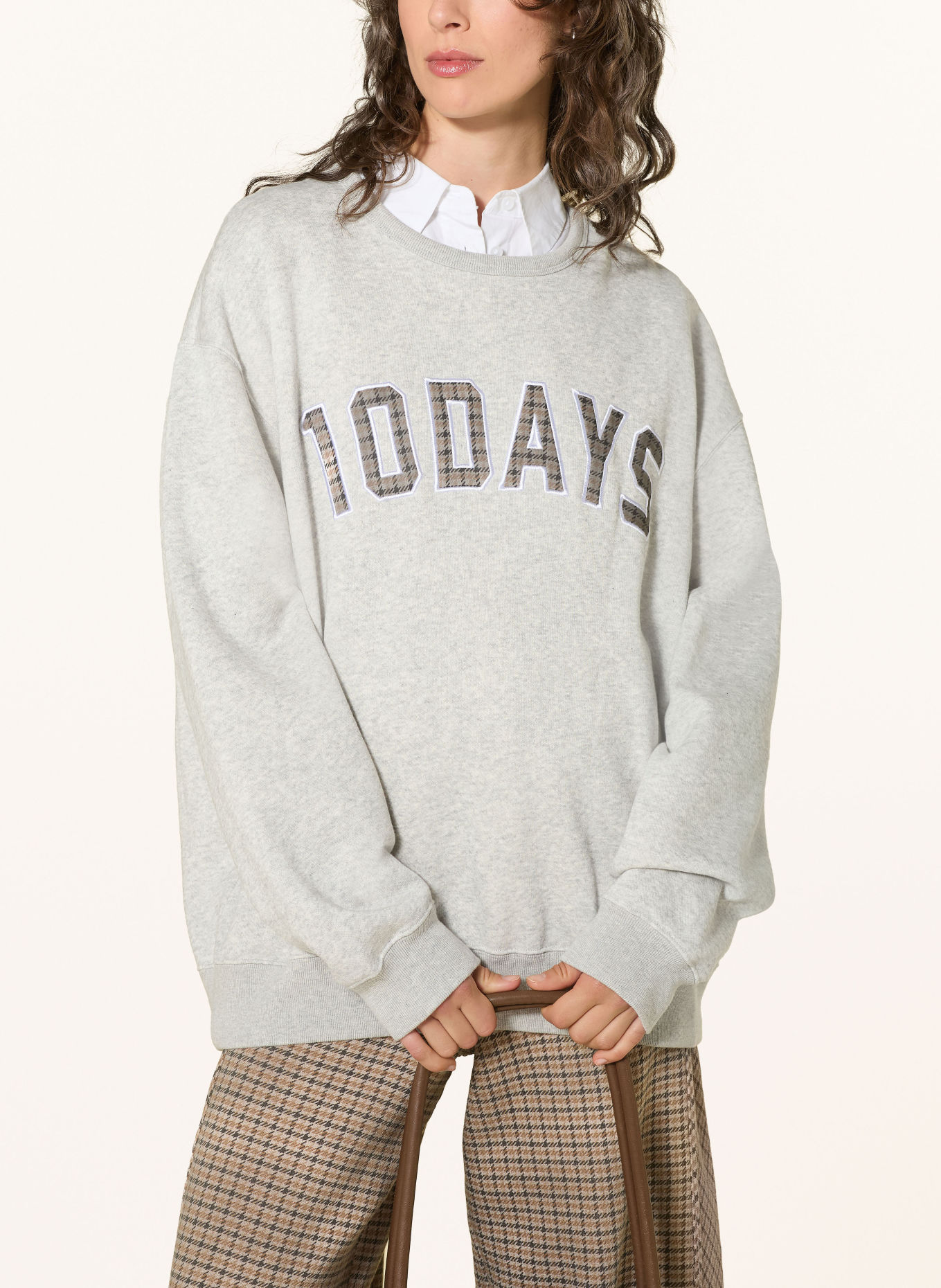10DAYS Sweatshirt: LICHTGRIJS / DONKERGRIJS / WIT