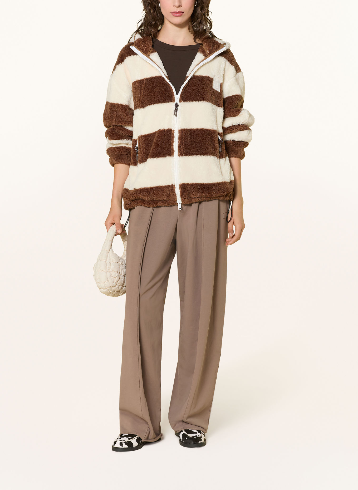10DAYS Teddy fur jacket: WHITE / BROWN