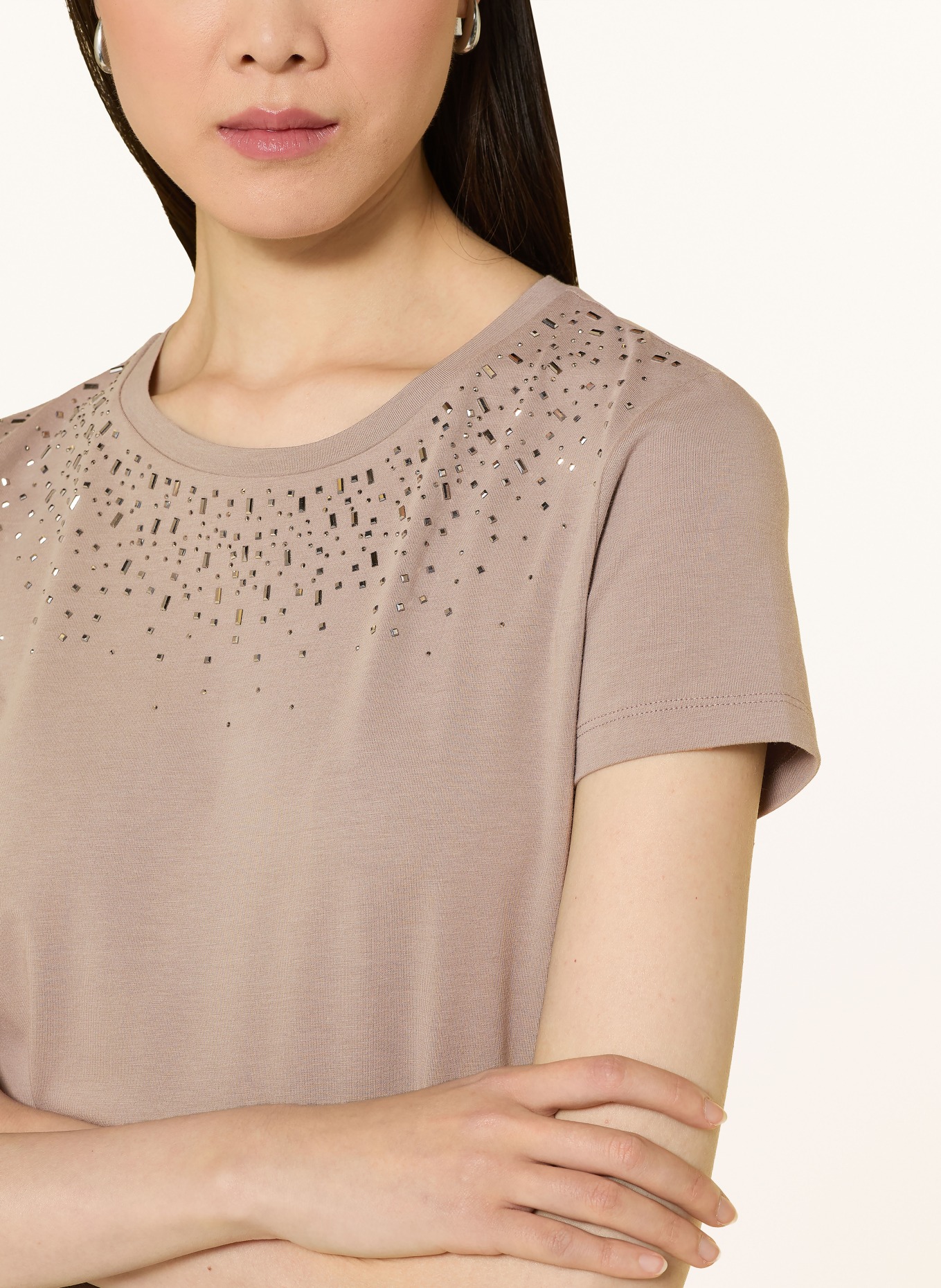 EA7 EMPORIO ARMANI TRAIN PRECIOUS T-shirt with gemstones: GRAY