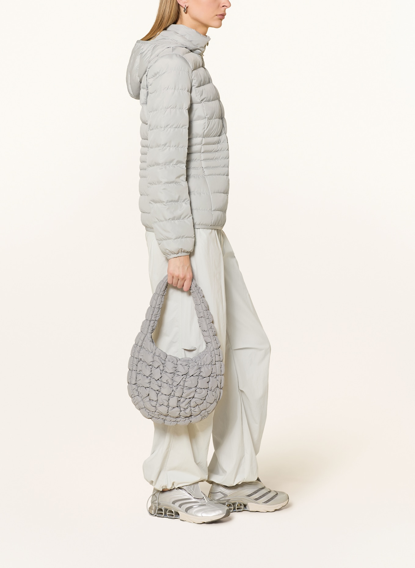 EA7 EMPORIO ARMANI Steppjacke mit abnehmbarer Kapuze: HELLGRAU