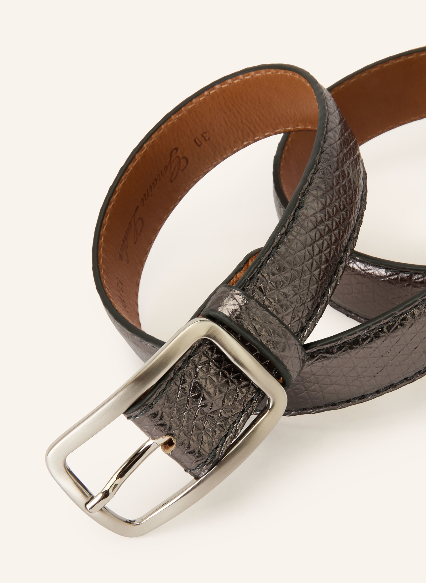 Reptile's House Leren riem GALAXY: DONKERGRIJS / ZILVER
