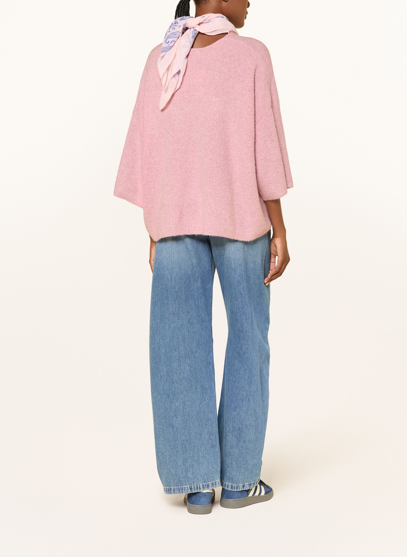 American Vintage DAMSVILLE-trui met 3/4-mouwen: ROZE / GRIJS
