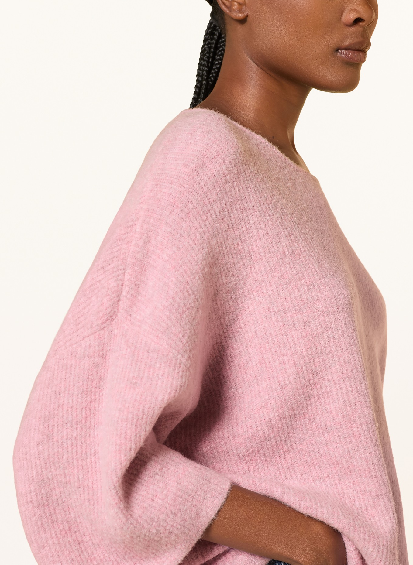 American Vintage DAMSVILLE-trui met 3/4-mouwen: ROZE / GRIJS