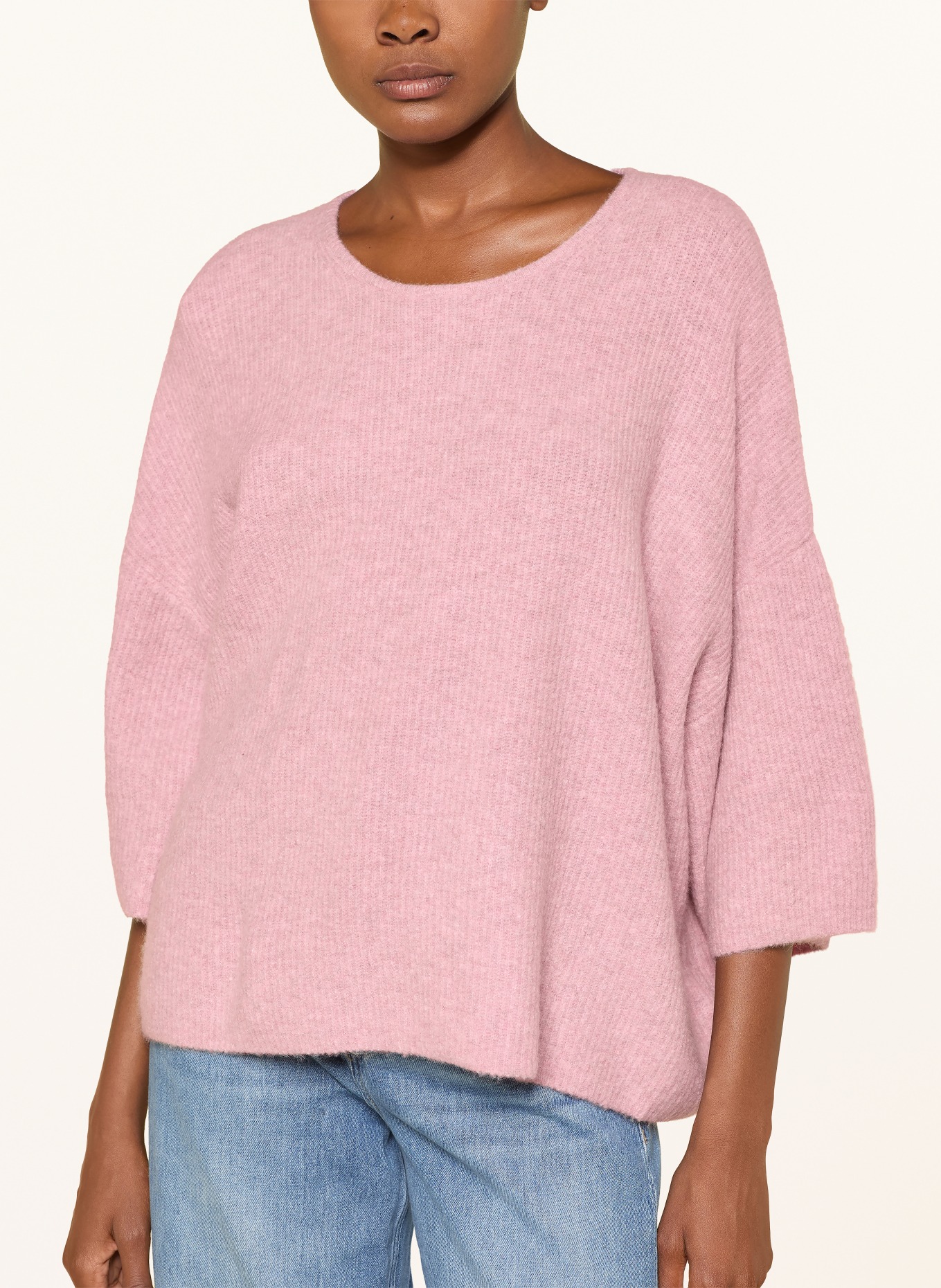 American Vintage DAMSVILLE-trui met 3/4-mouwen: ROZE / GRIJS