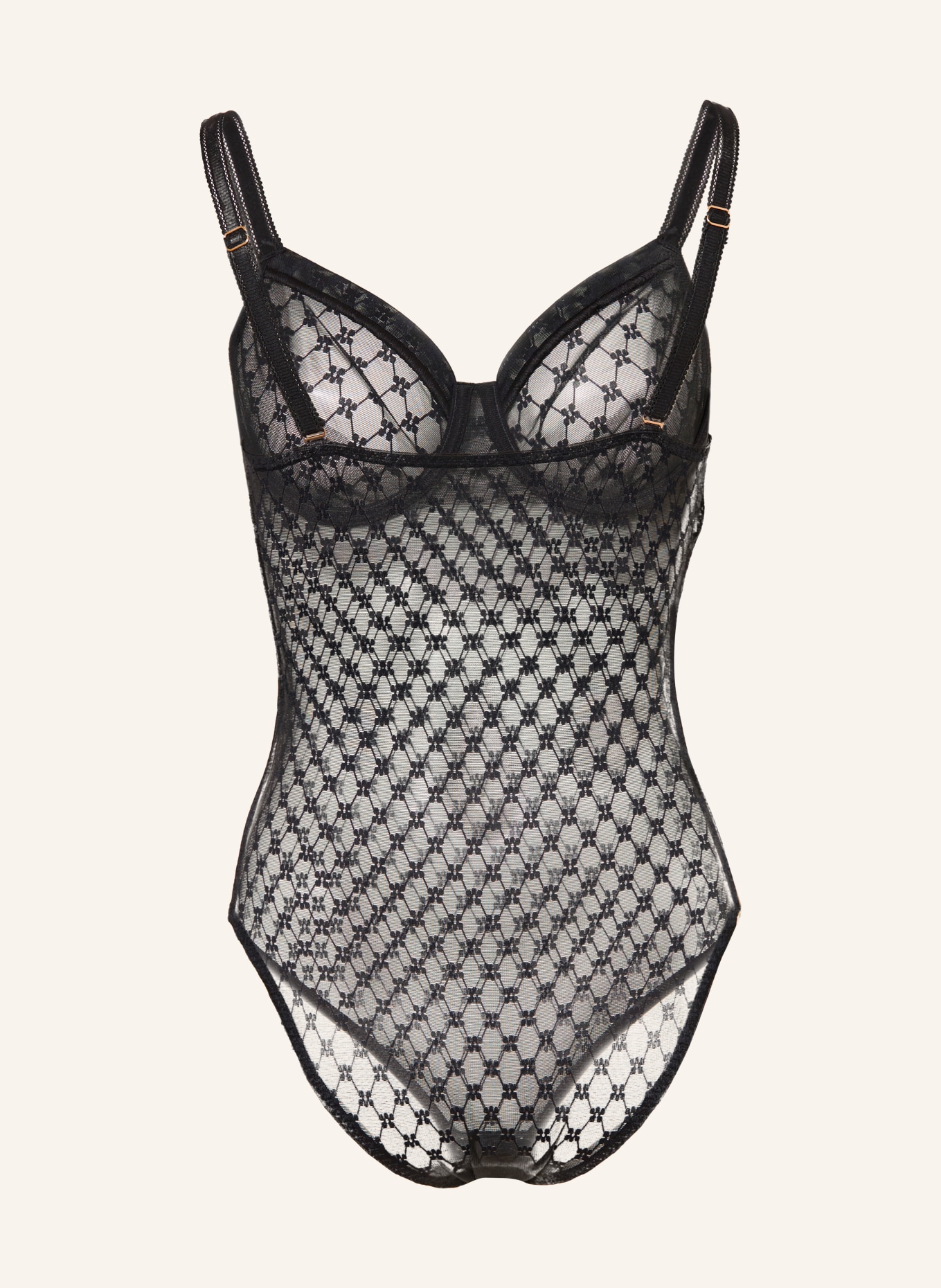 SIMONE PÉRÈLE Body z fiszbinami PLUME: CZARNY