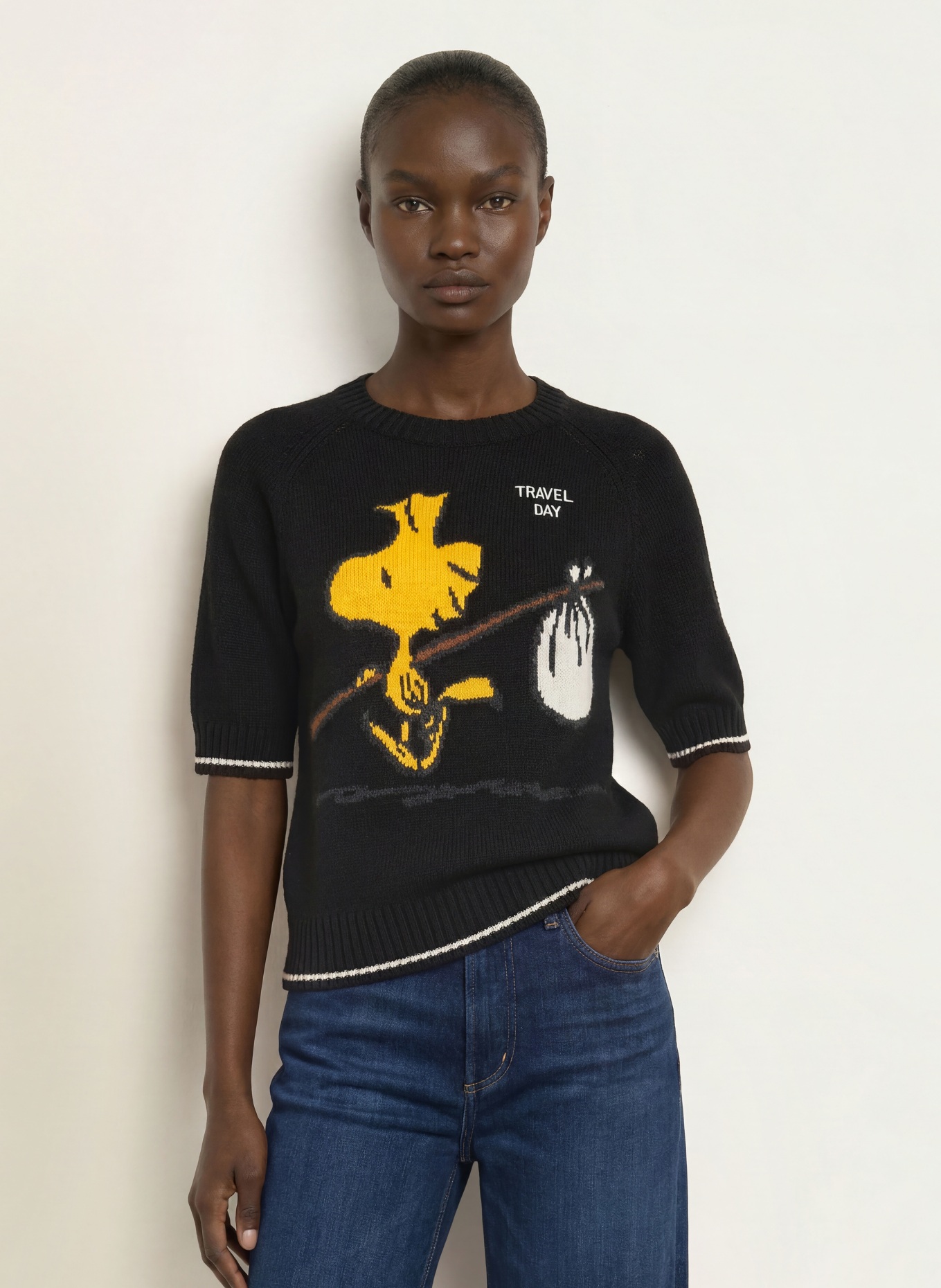 FrogBox Knit shirt: BLACK / YELLOW / WHITE