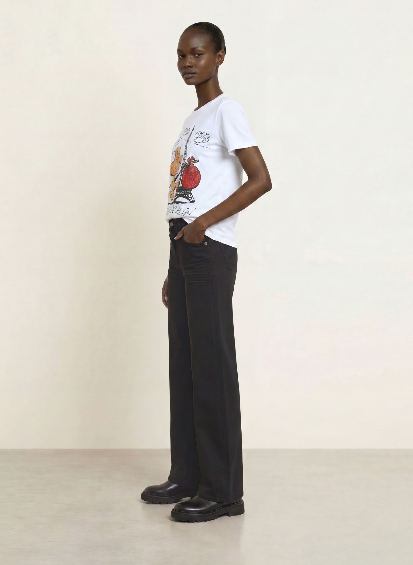 FrogBox T-shirt with sequins and rhinestones: WHITE / RED / YELLOW