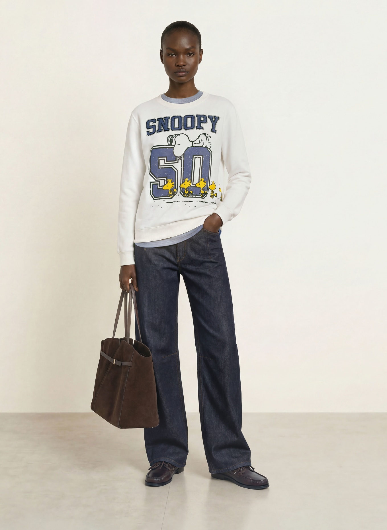 FrogBox Sweatshirt med strass: VIT / GUL / MÖRKBLÅ