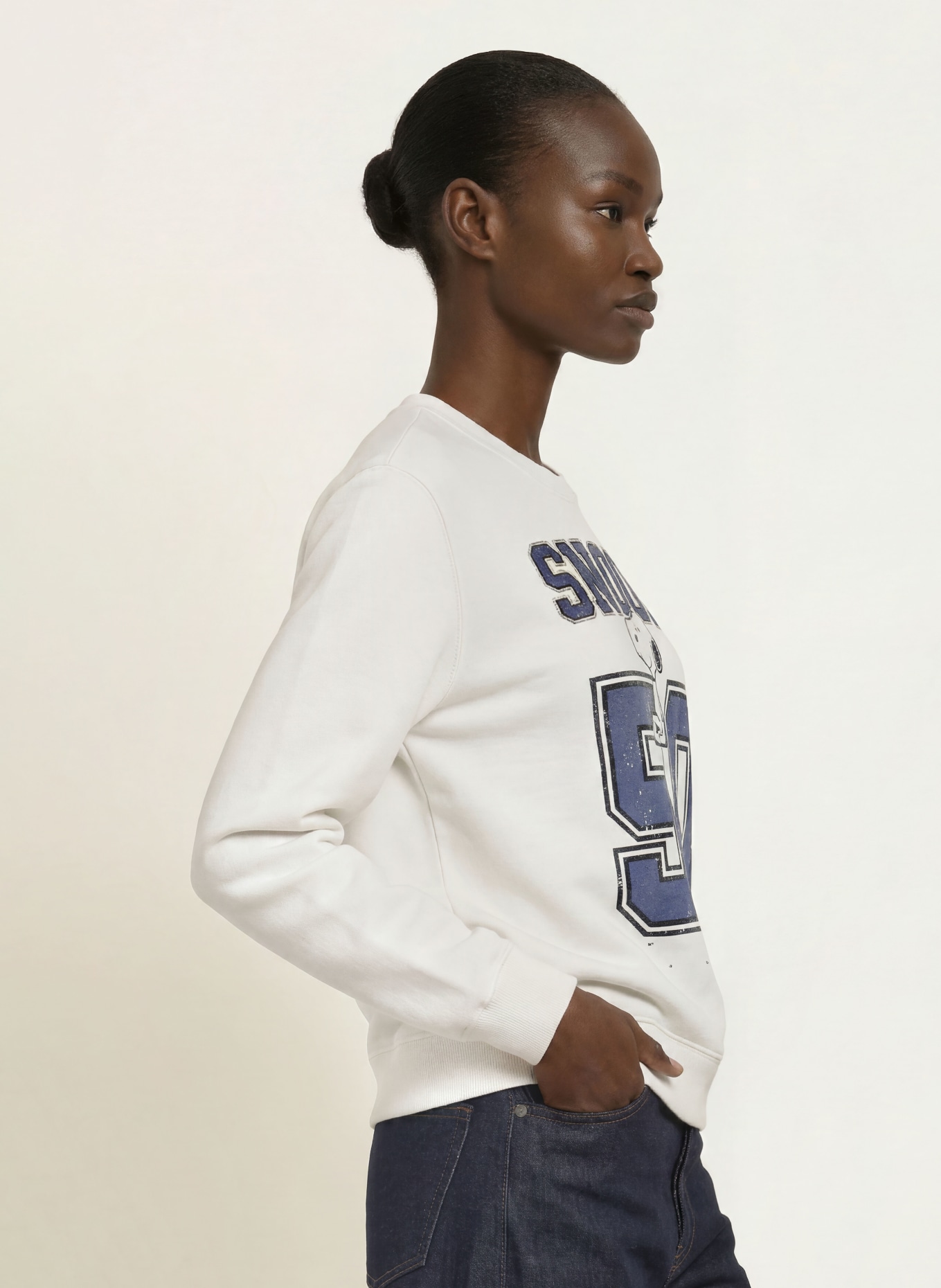 FrogBox Sweatshirt med strass: VIT / GUL / MÖRKBLÅ
