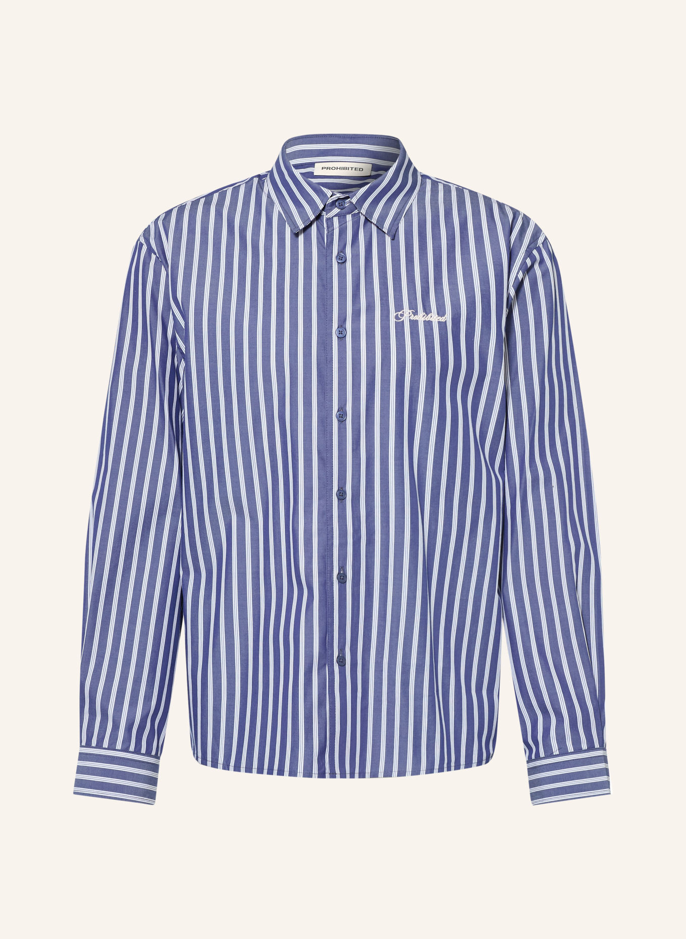 PROHIBITED Hemd Comfort Fit: BLAU / WEISS