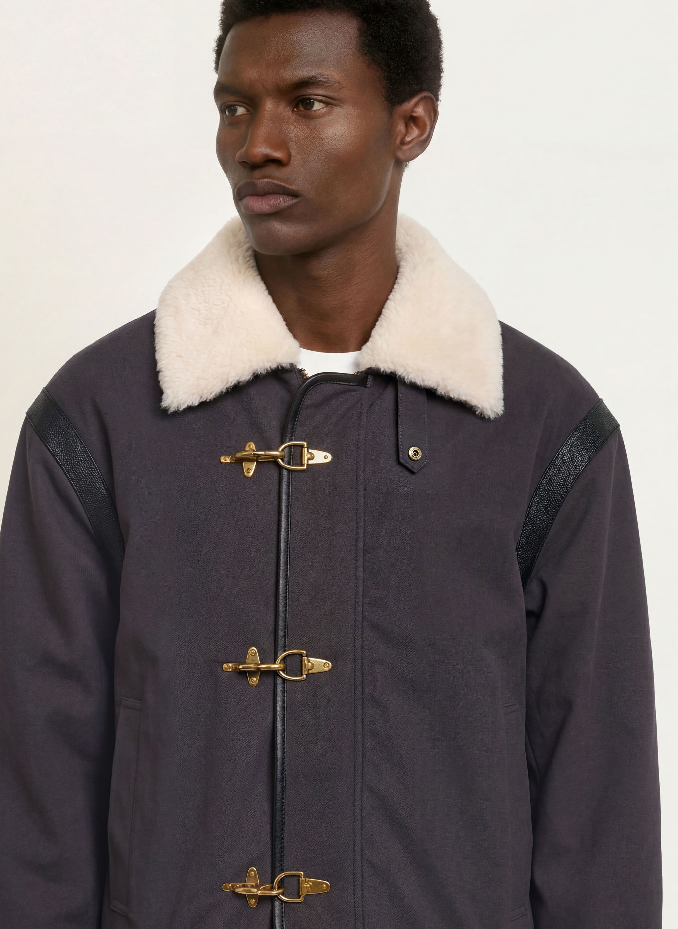 PROHIBITED Veste VARSITY en mélange de matières: GRIS FONCÉ / CRÈME / NOIR