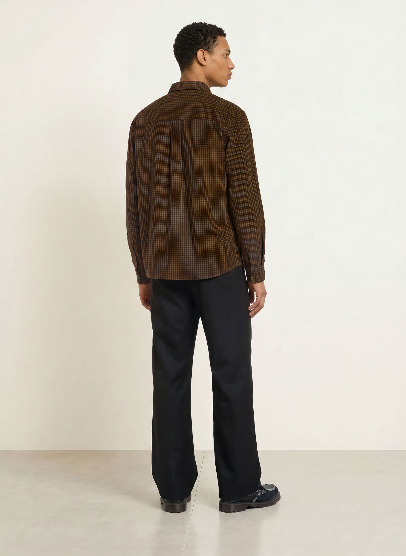PROHIBITED Hemd Slim Fit: DUNKELBRAUN / BRAUN / OLIV