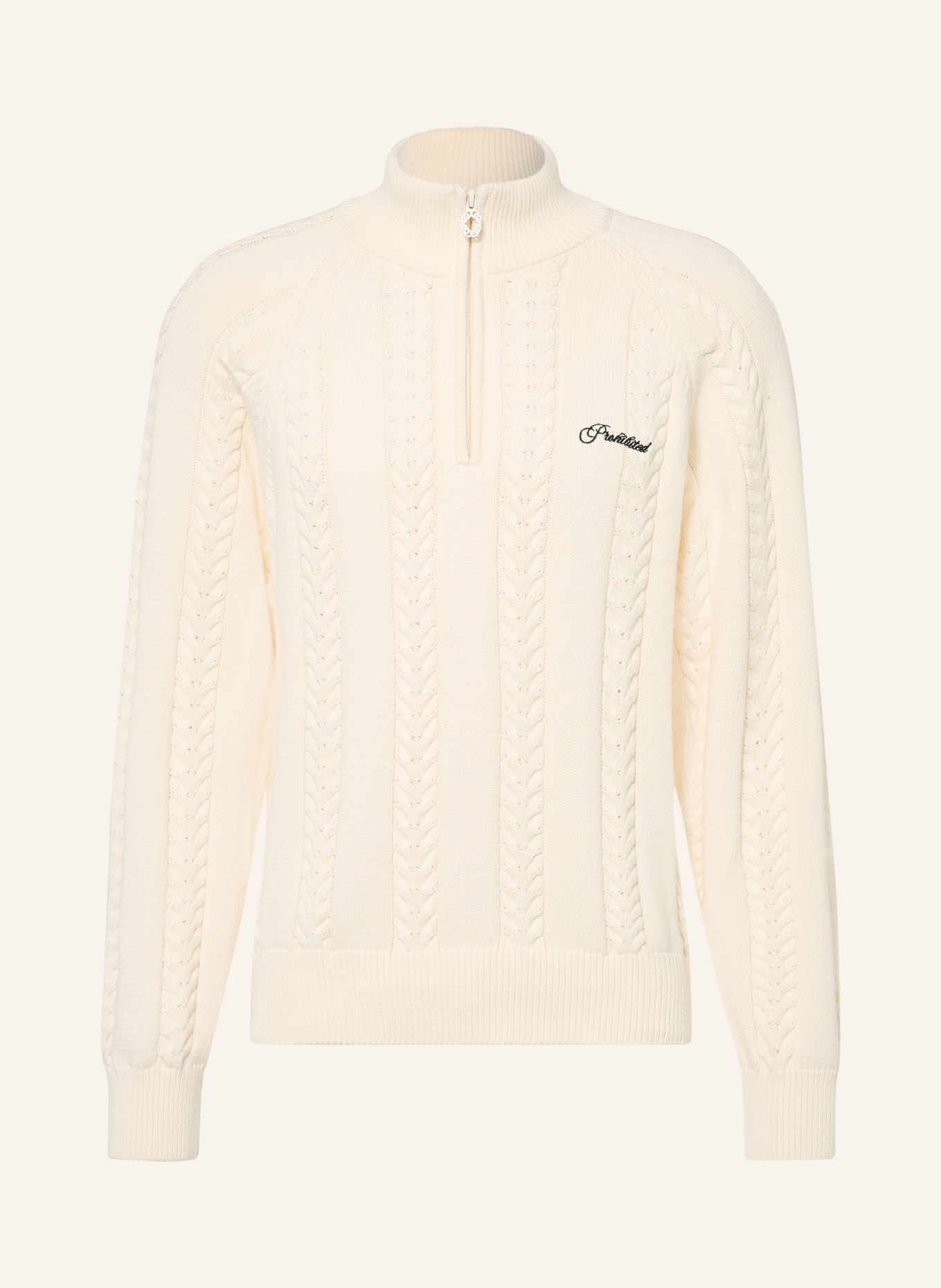 PROHIBITED Half-zip sweater: ECRU