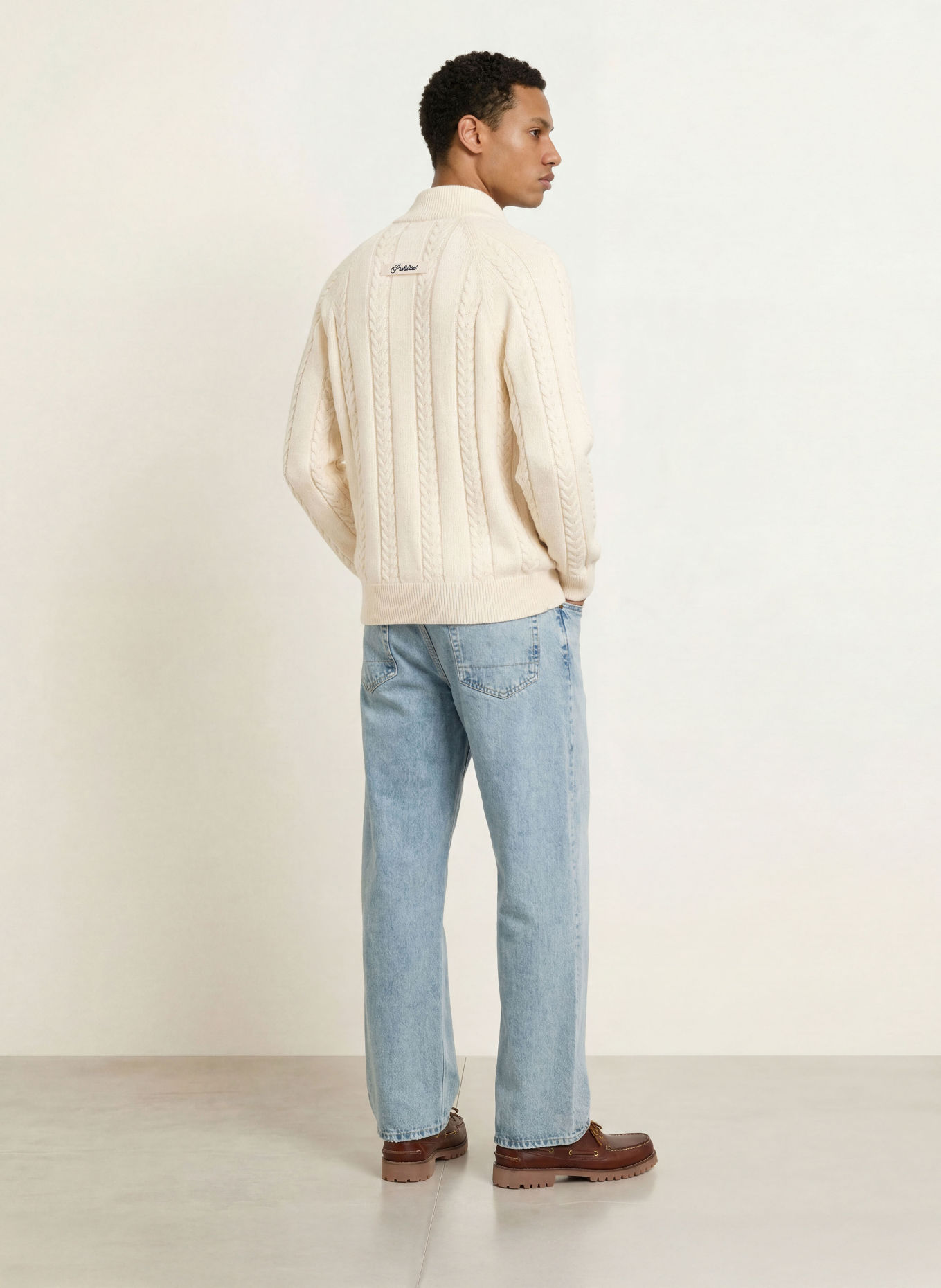 PROHIBITED Half-zip sweater: ECRU