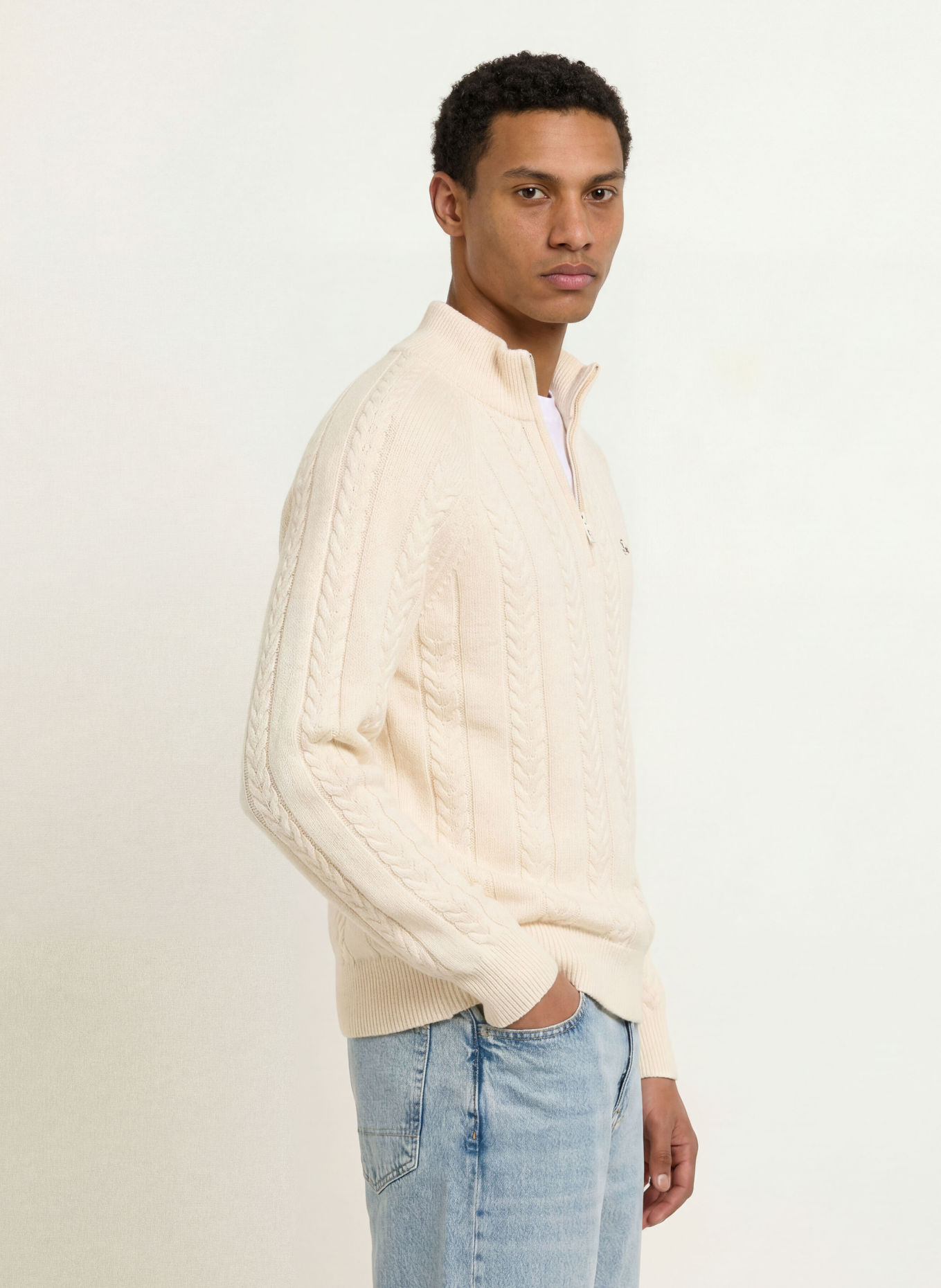PROHIBITED Half-zip sweater: ECRU