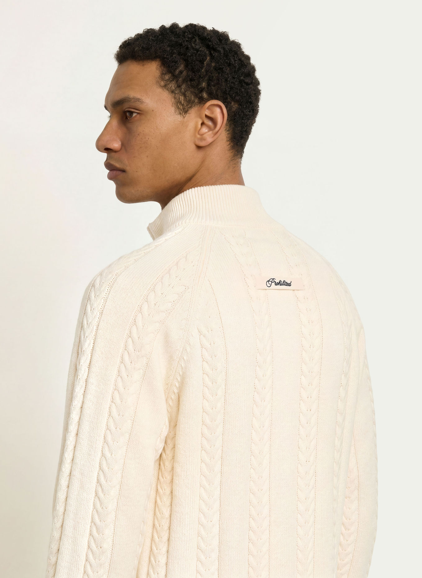 PROHIBITED Half-zip sweater: ECRU
