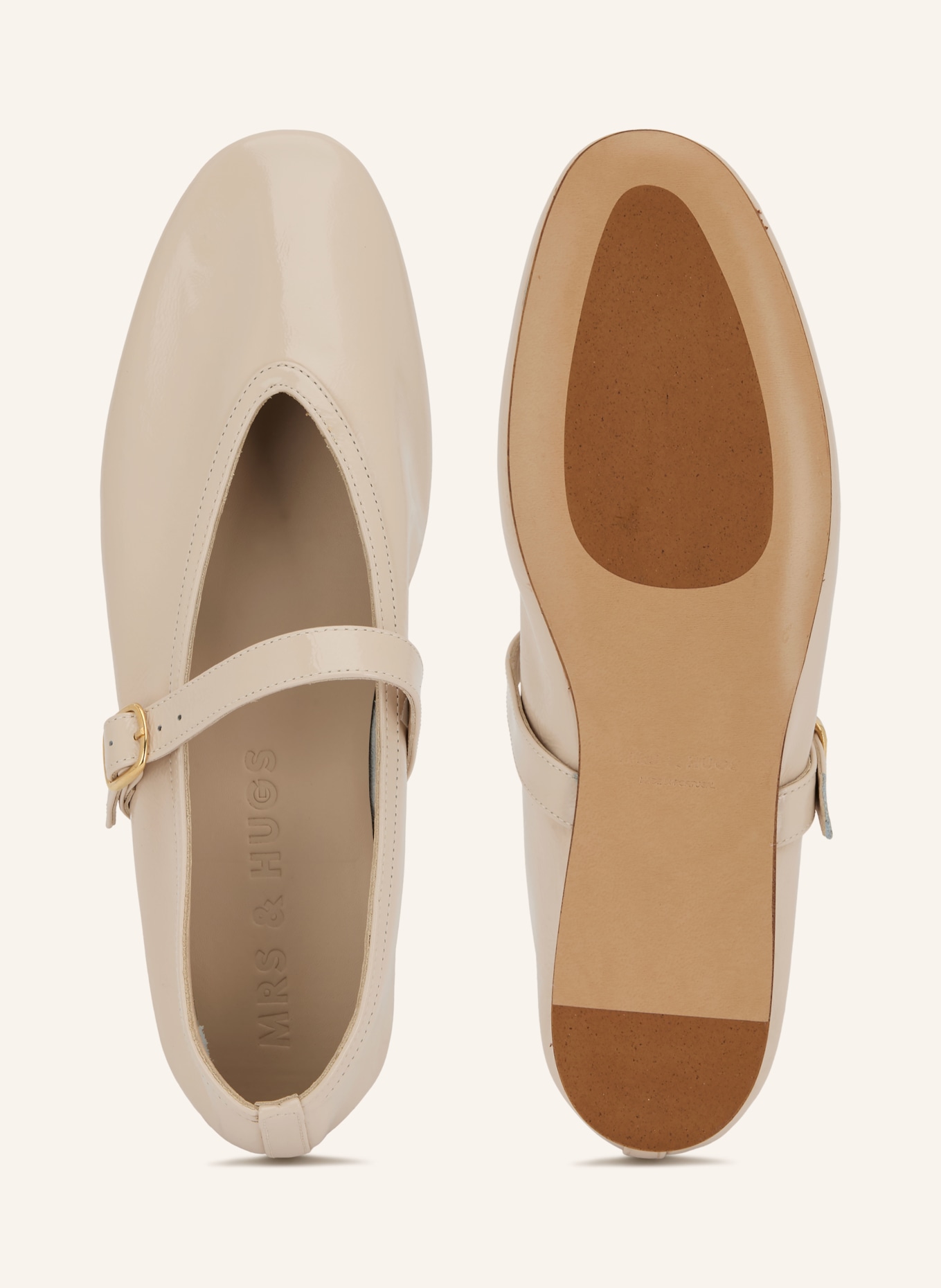 MRS & HUGS Mary-Jane ballerina's: CRÈME