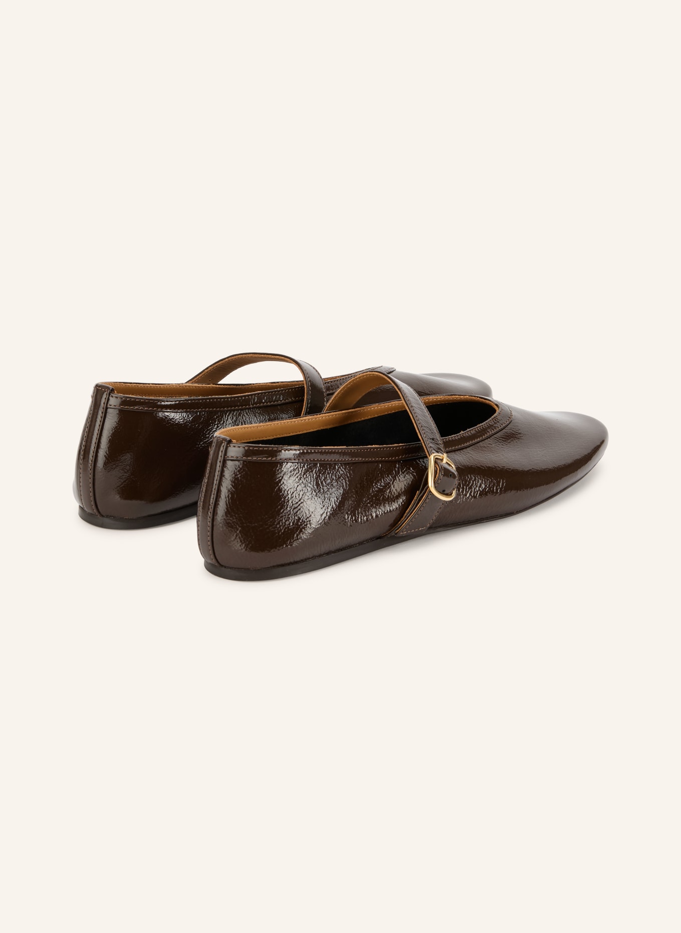 MRS & HUGS Mary-Jane ballerina's: MARRON FONCÉ / GOUD