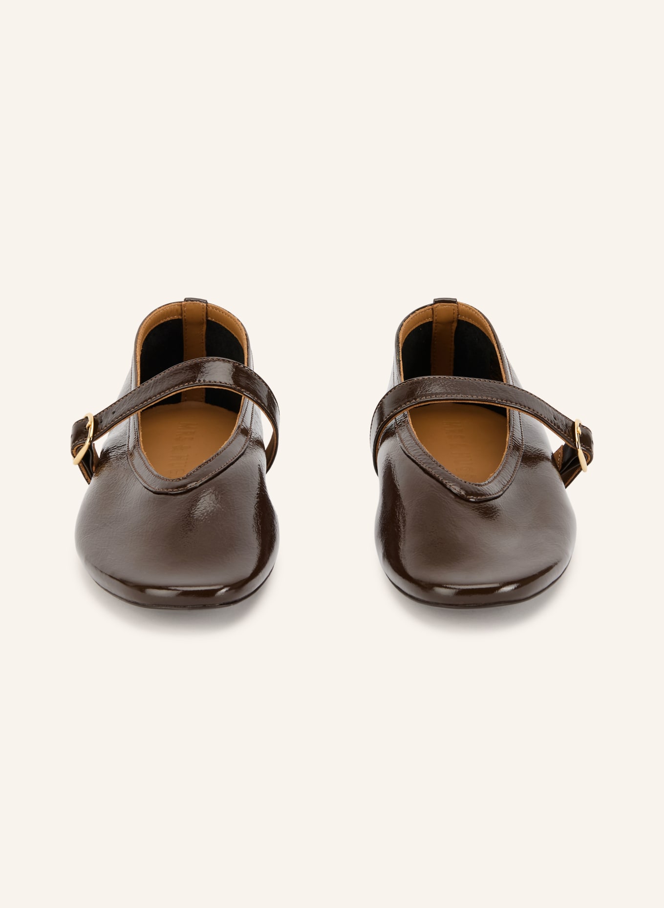 MRS & HUGS Mary-Jane ballerina's: MARRON FONCÉ / GOUD