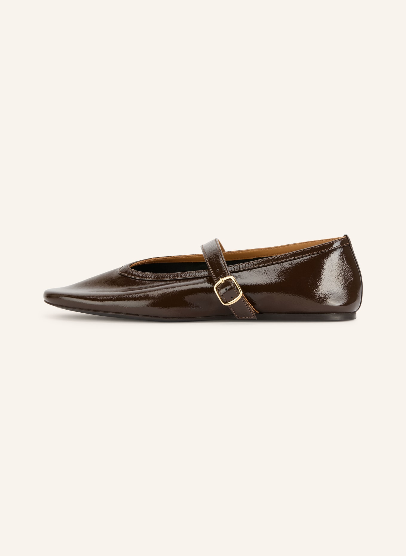 MRS & HUGS Mary-Jane ballerina's: MARRON FONCÉ / GOUD