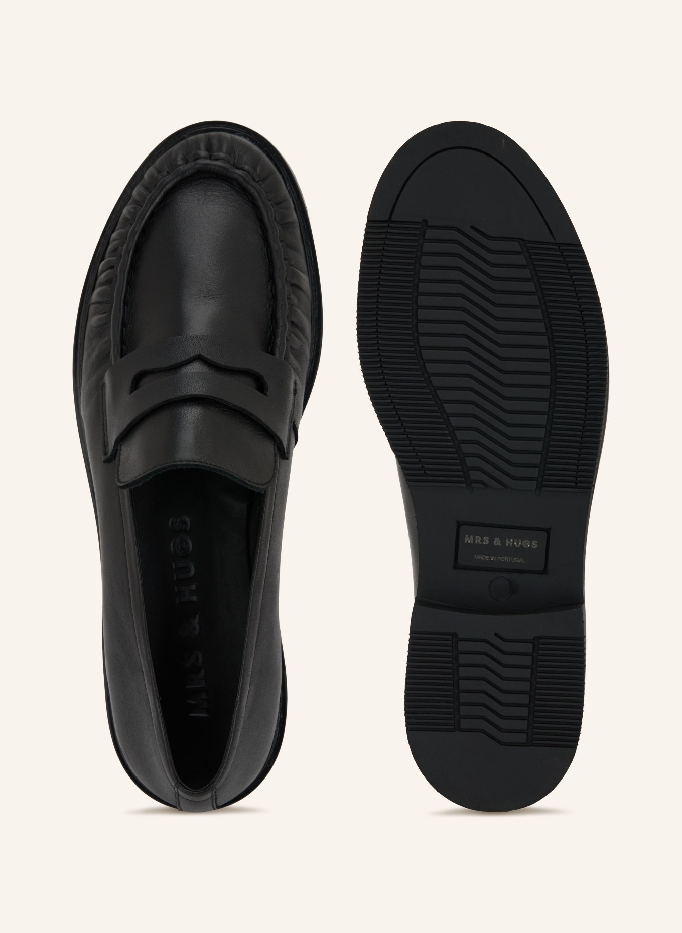 MRS & HUGS Pennyloafer: ZWART