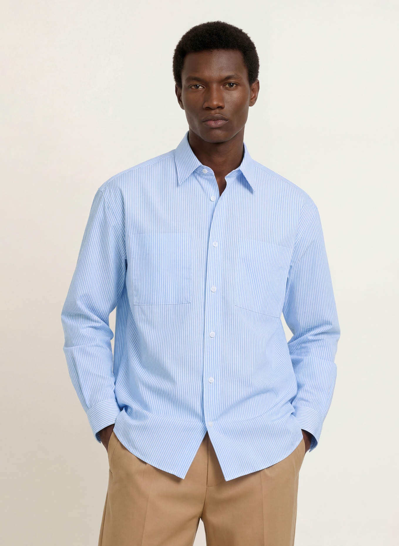 REISS OVANTE Comfort Fit Shirt: LIGHT BLUE / BLUE / WHITE