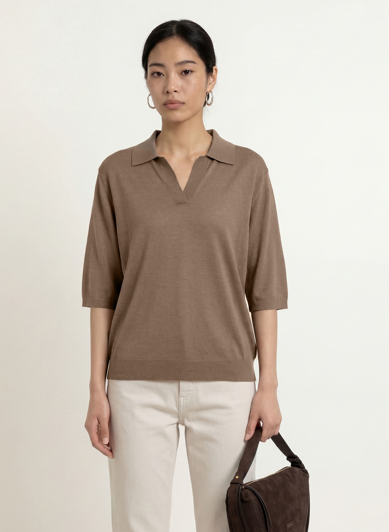 Marc O'Polo Gebreid shirt: TAUPE