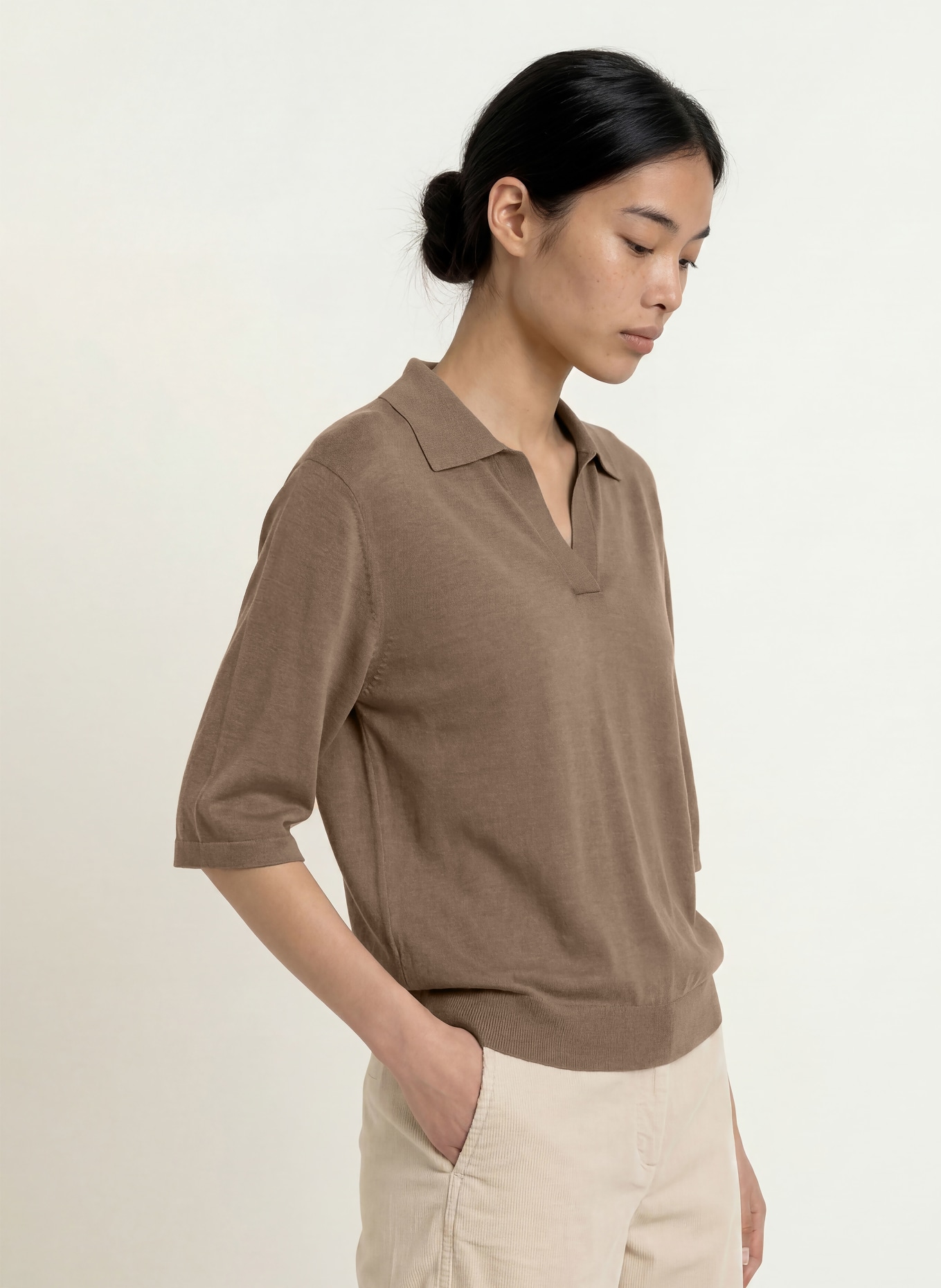 Marc O'Polo Gebreid shirt: TAUPE