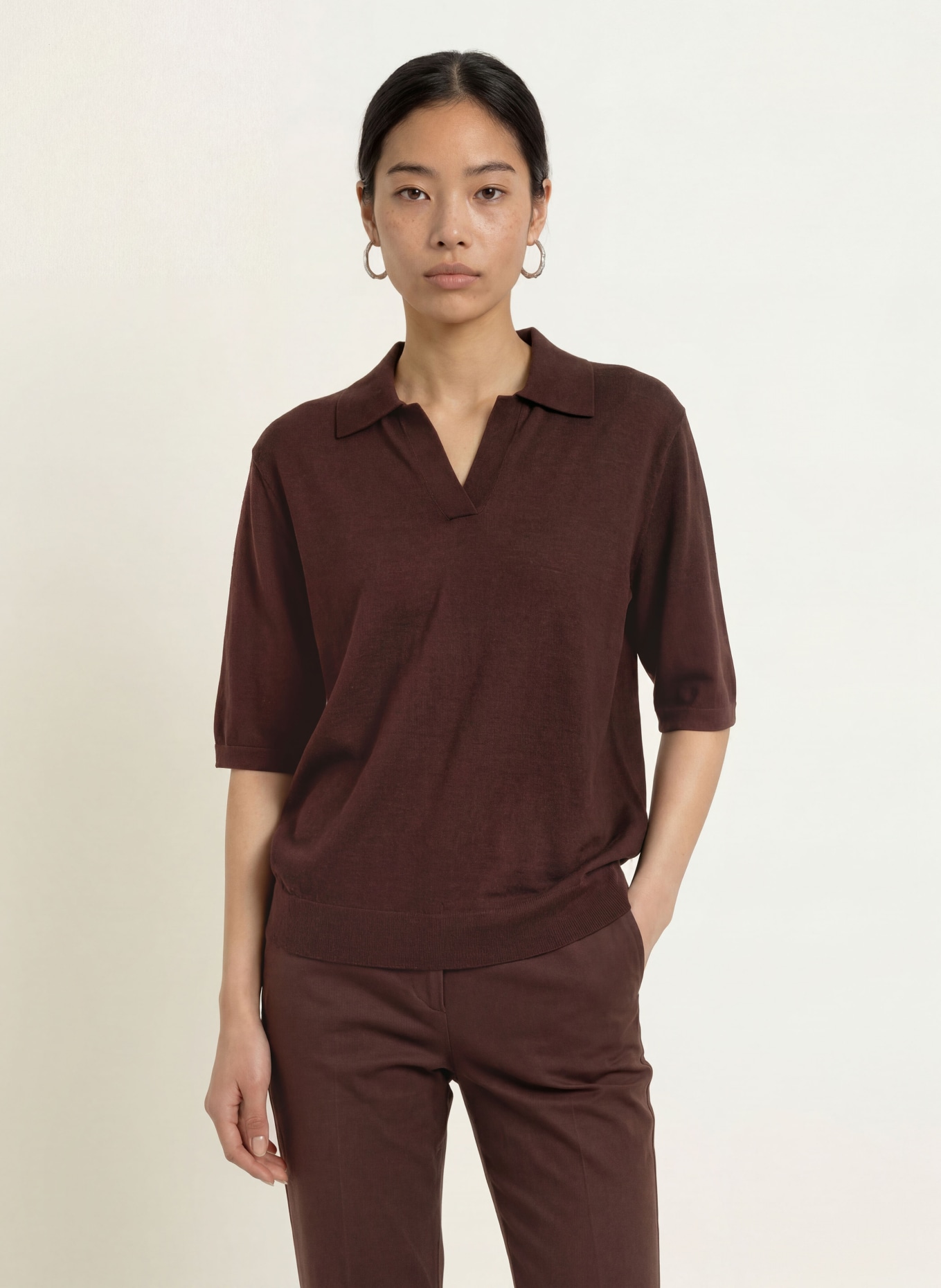Marc O'Polo Gebreid shirt: DONKERROOD