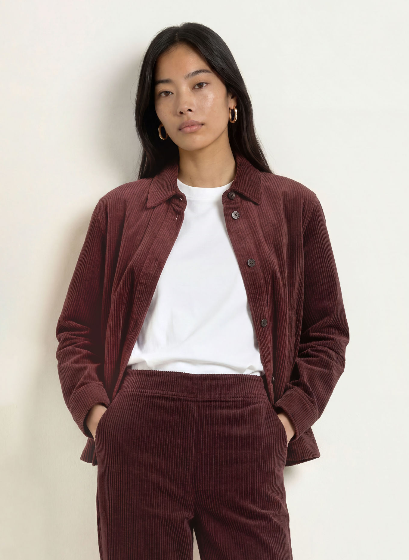 Marc O'Polo Cord-Overshirt: DUNKELROT