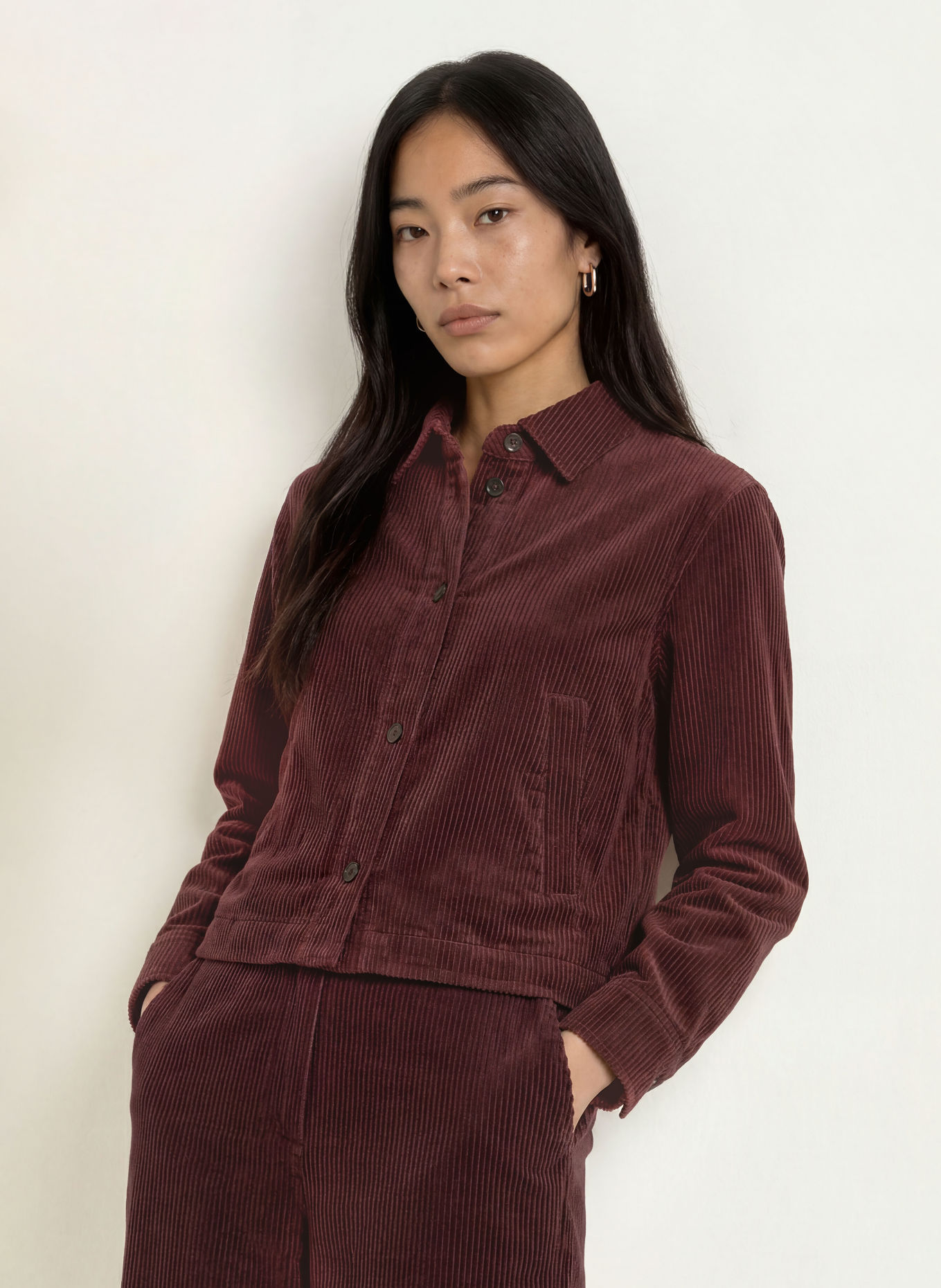 Marc O'Polo Cord-Overshirt: DUNKELROT