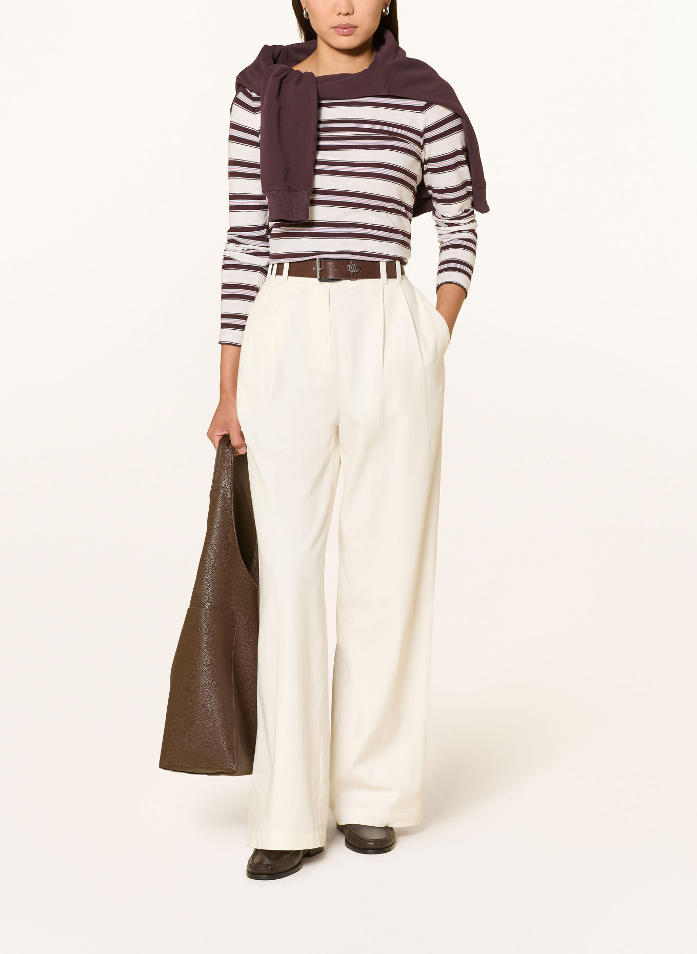 Marc O'Polo Long-sleeve shirt: CREAM / BROWN / PINK