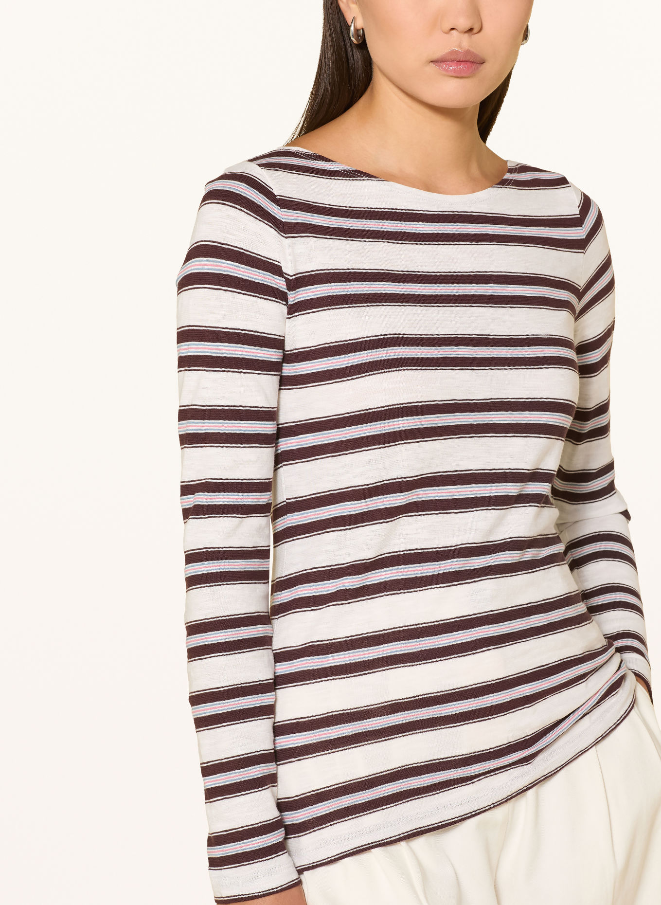 Marc O'Polo Long-sleeve shirt: CREAM / BROWN / PINK